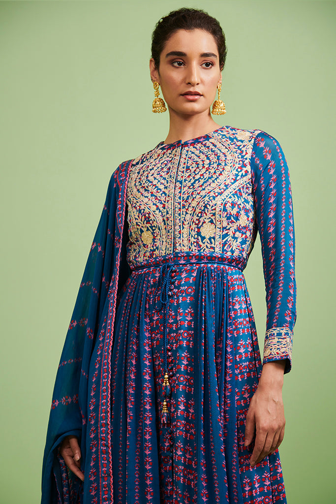 Teal Blue Anarkali Set