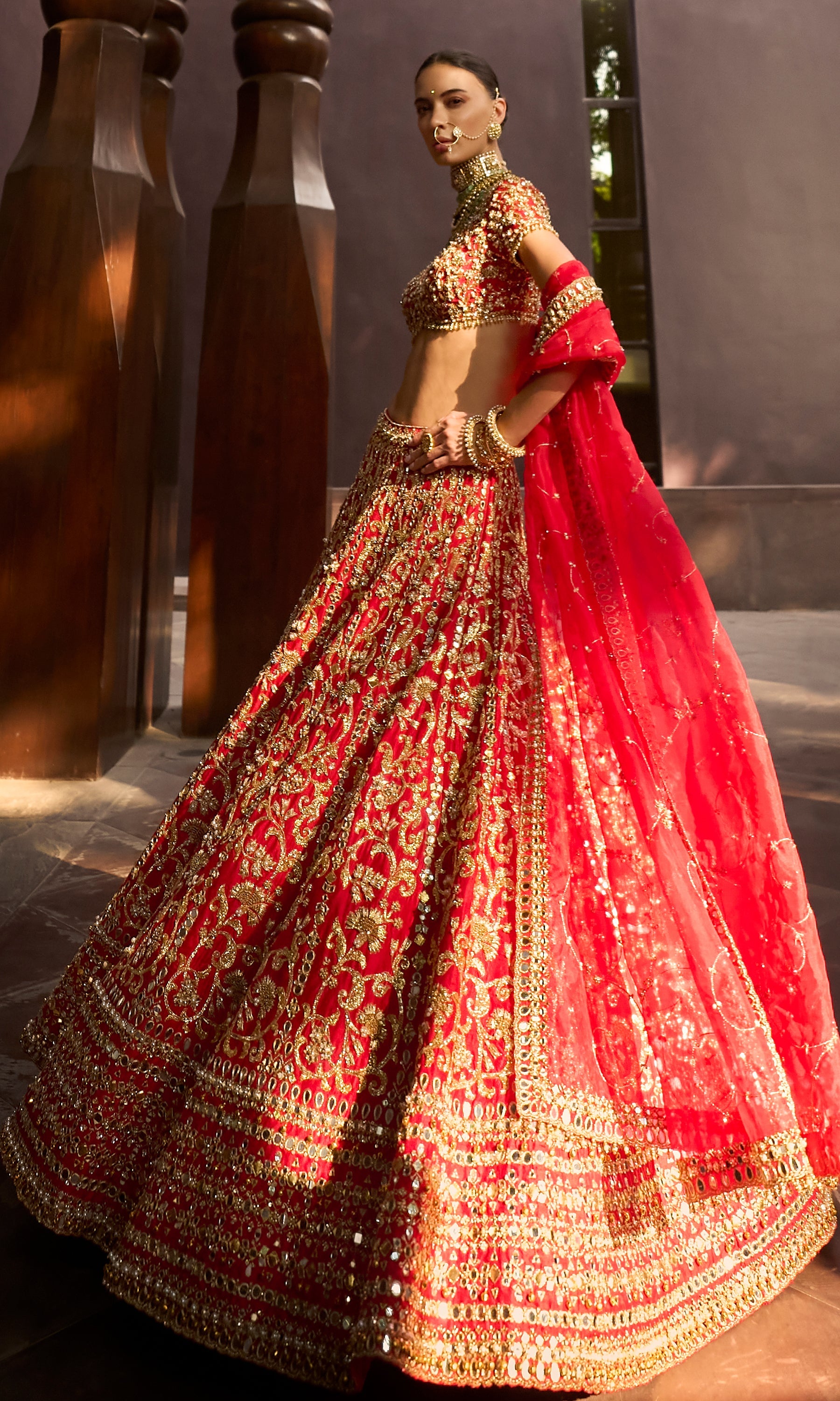 Ruby Red Lehenga Set