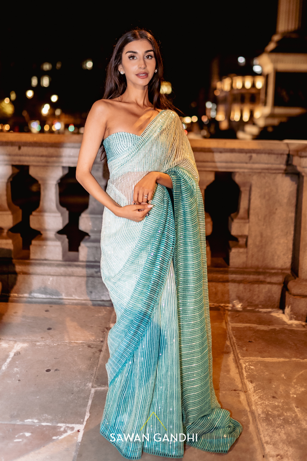 Sage green handloon organza saree