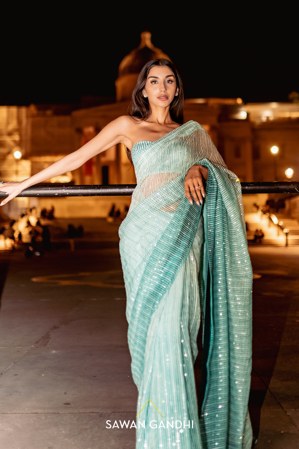 Sage green handloon organza saree