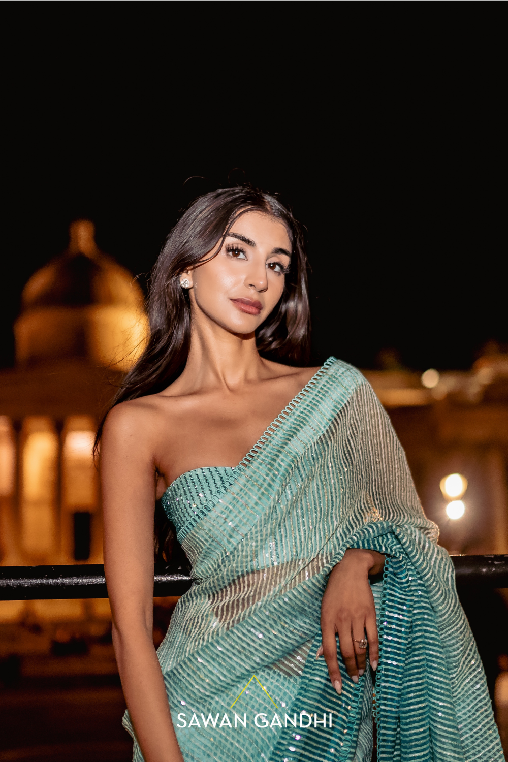 Sage green handloon organza saree