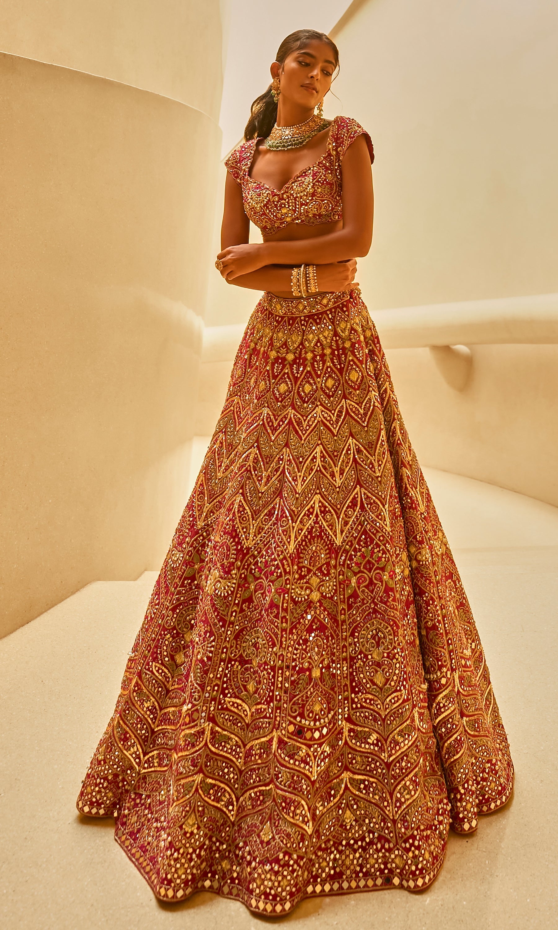 Wine and Fuchsia Lehenga Set