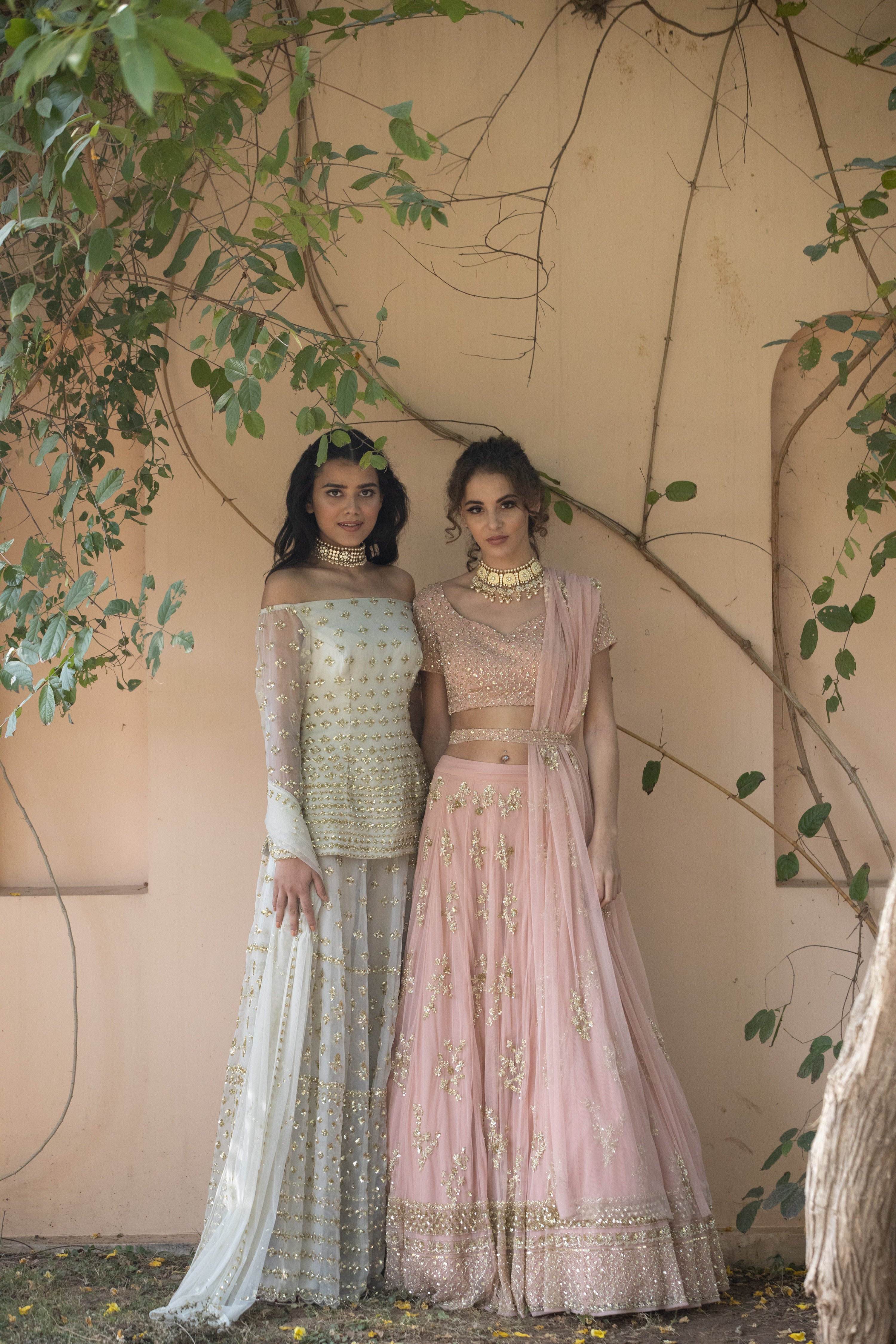 Blush Pink Bootie Lehenga With Gold Work