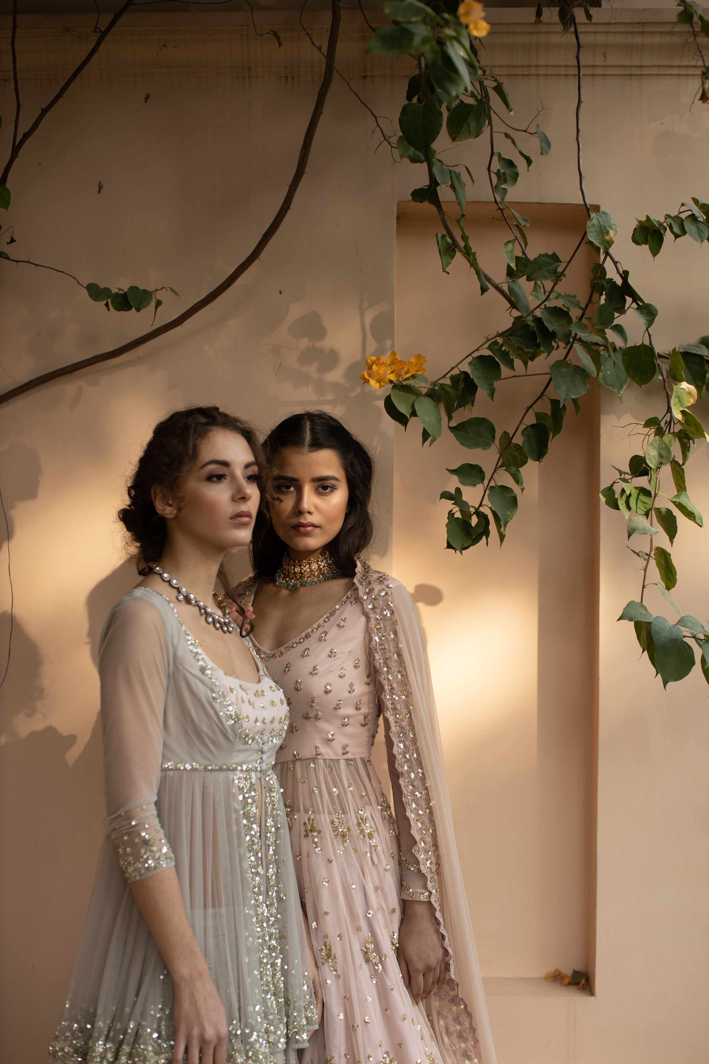 Grey Sequin Organza Lehenga With Peplum Work Blouse