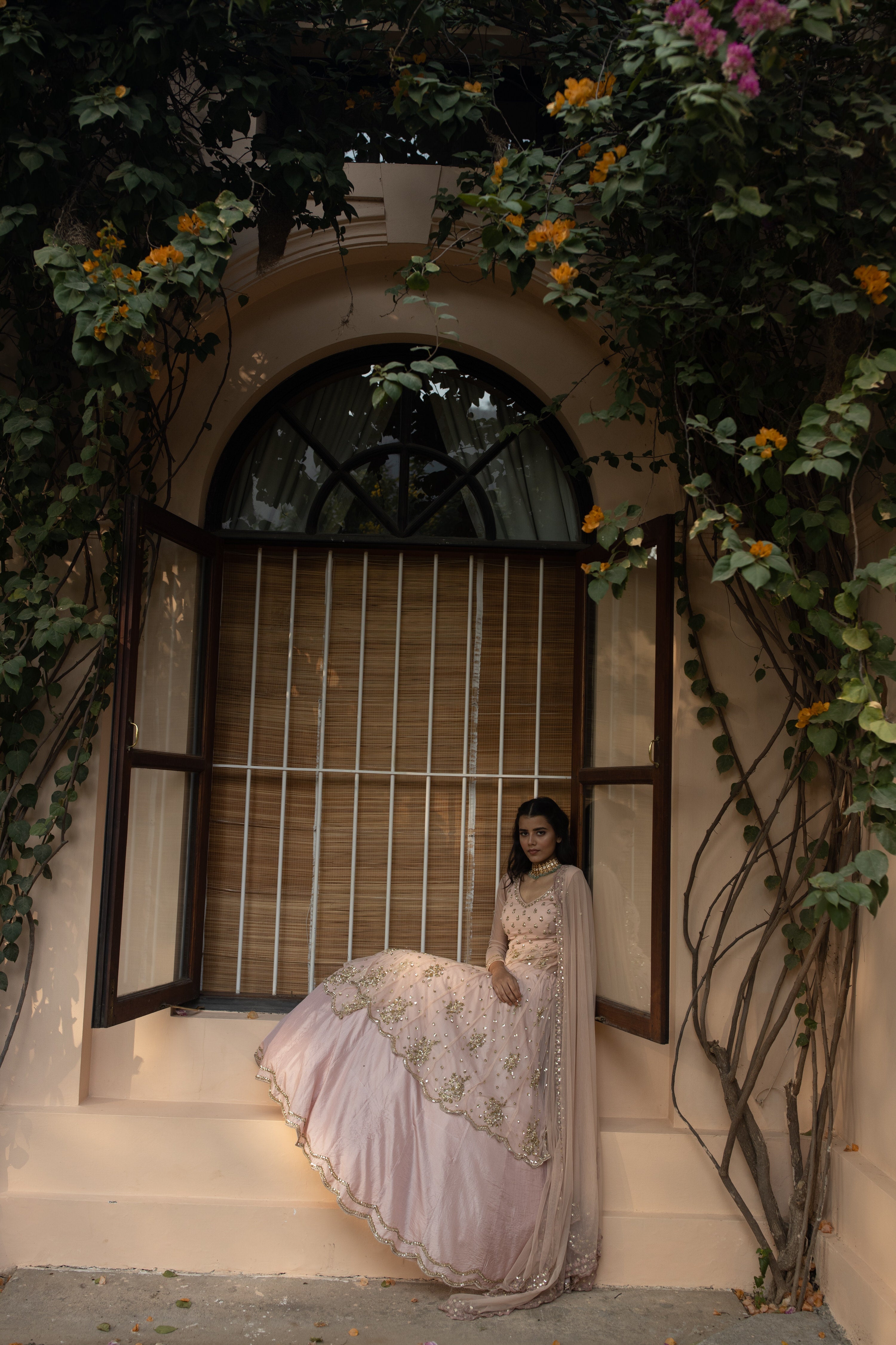 Pink Sequin Net With Pink Silk Skirt