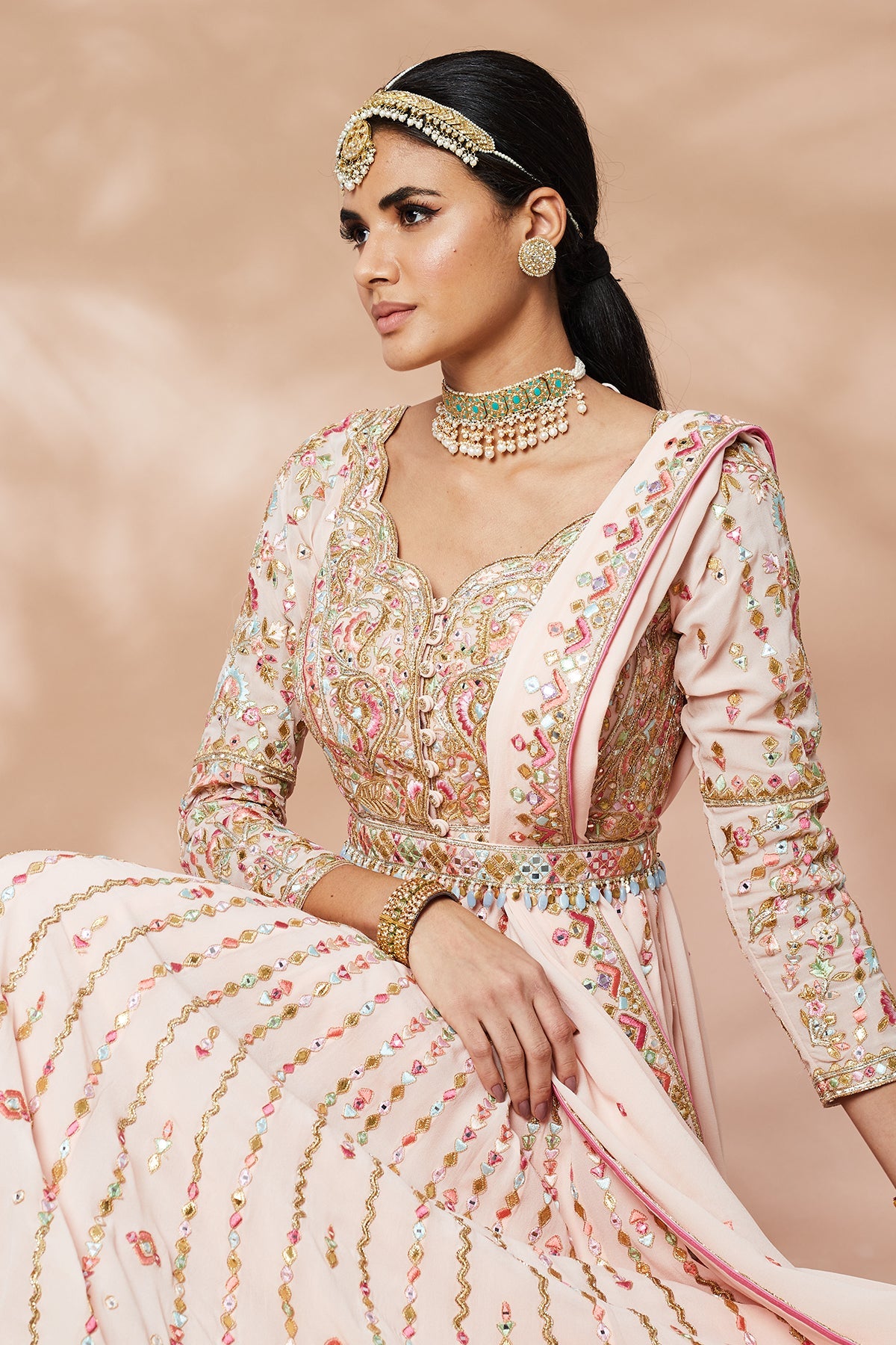 Peach Georgette Anarkali
