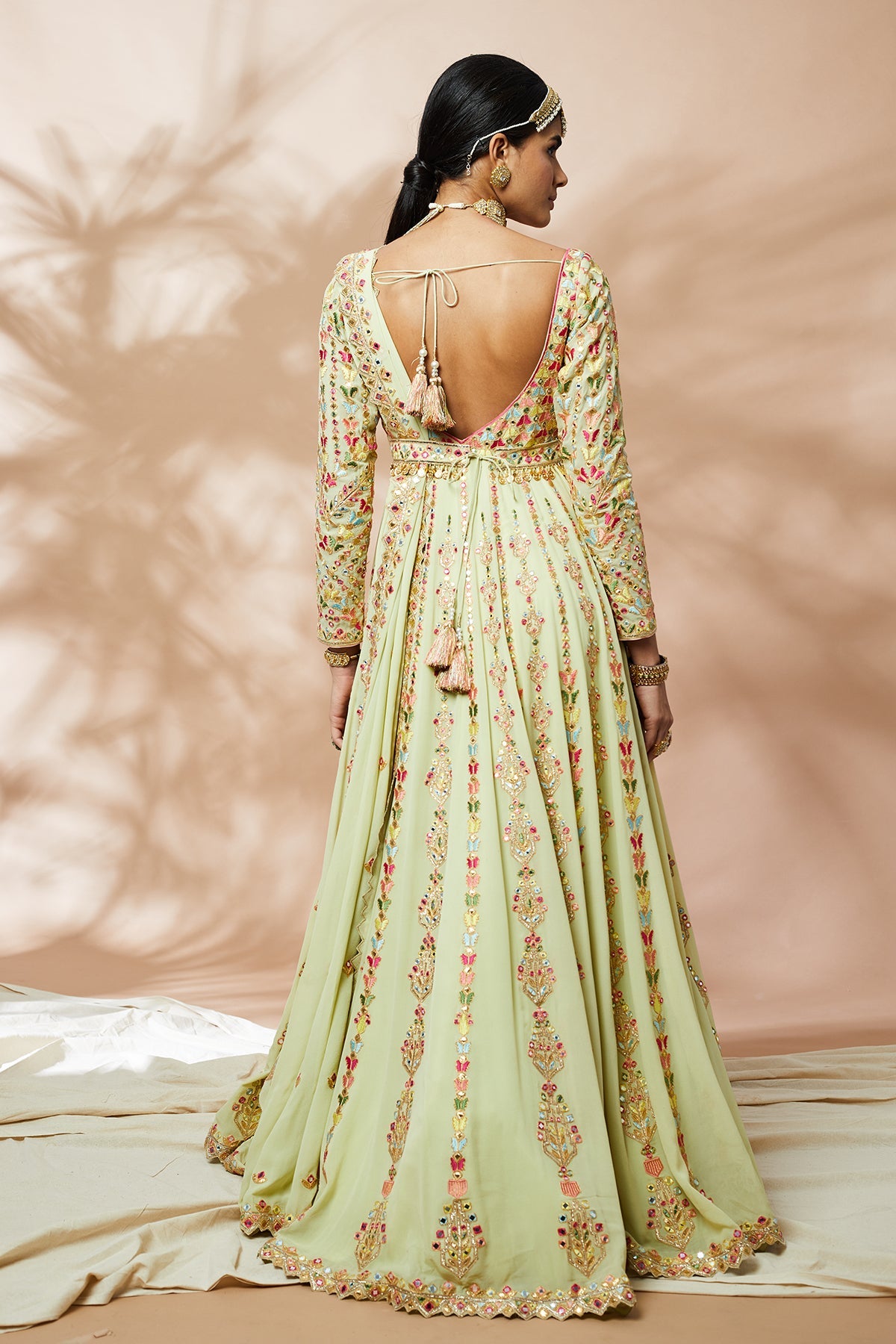 Green Georgette Anarkali