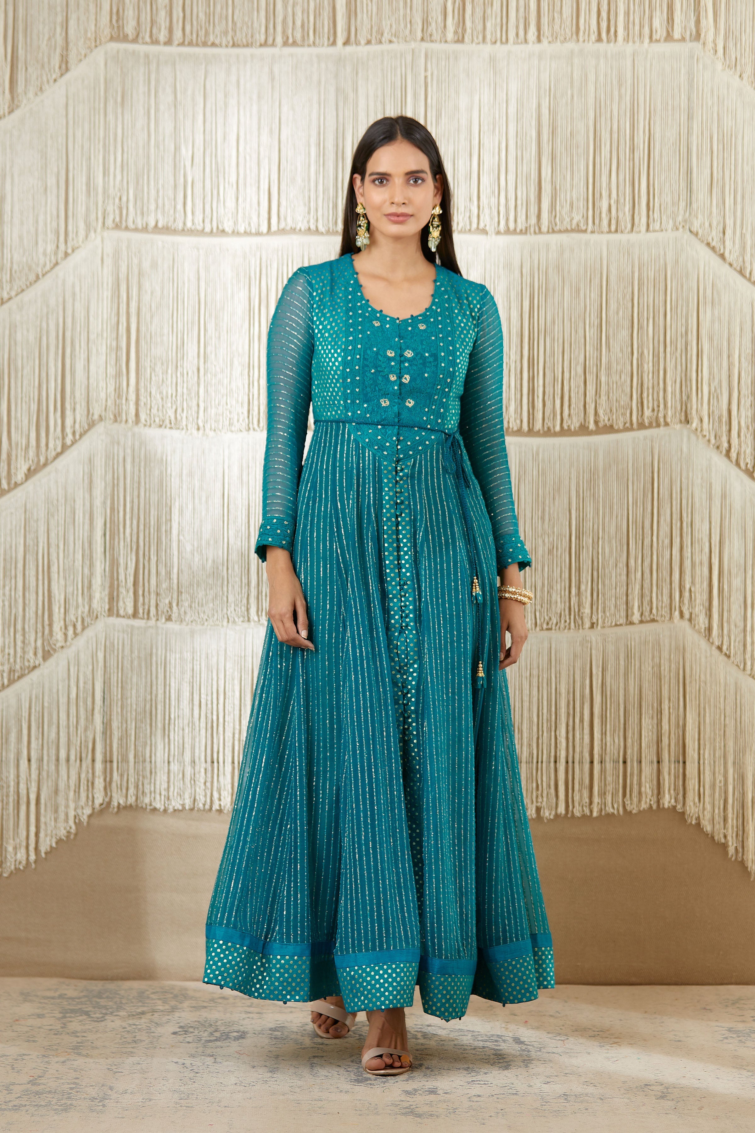 Teal Anarkali set