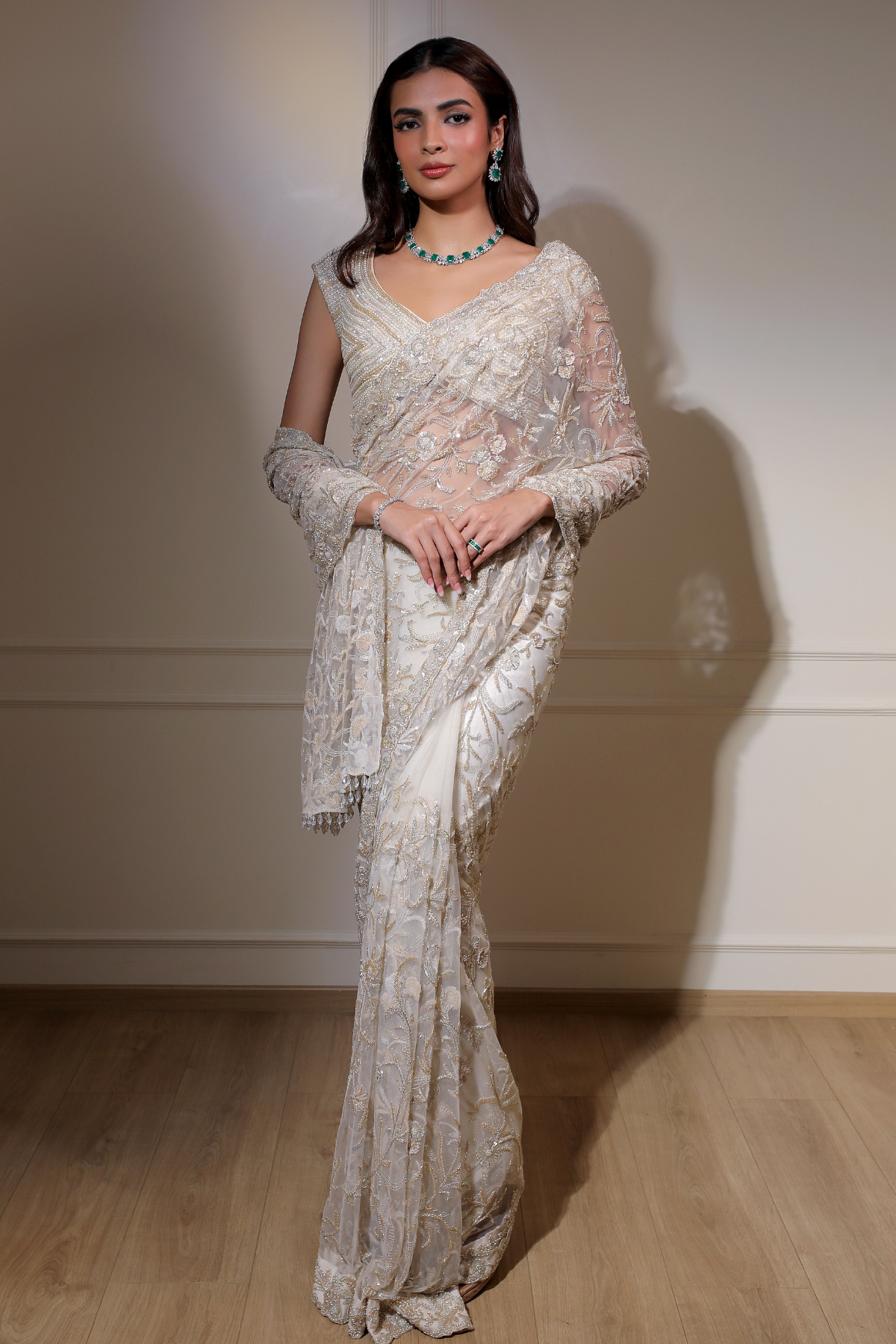 Ivory Bridal Saree
