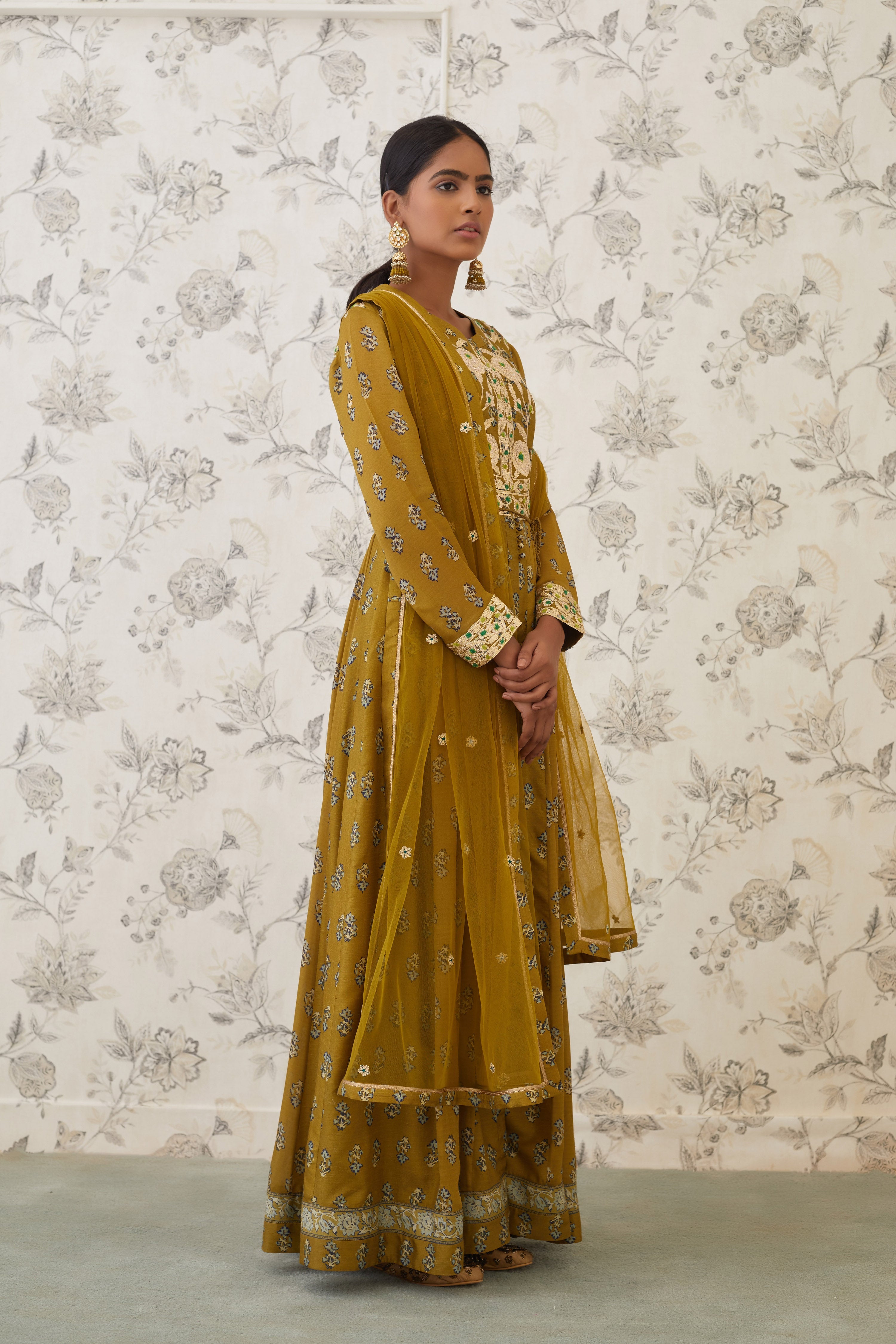 Olive Anarkali Set