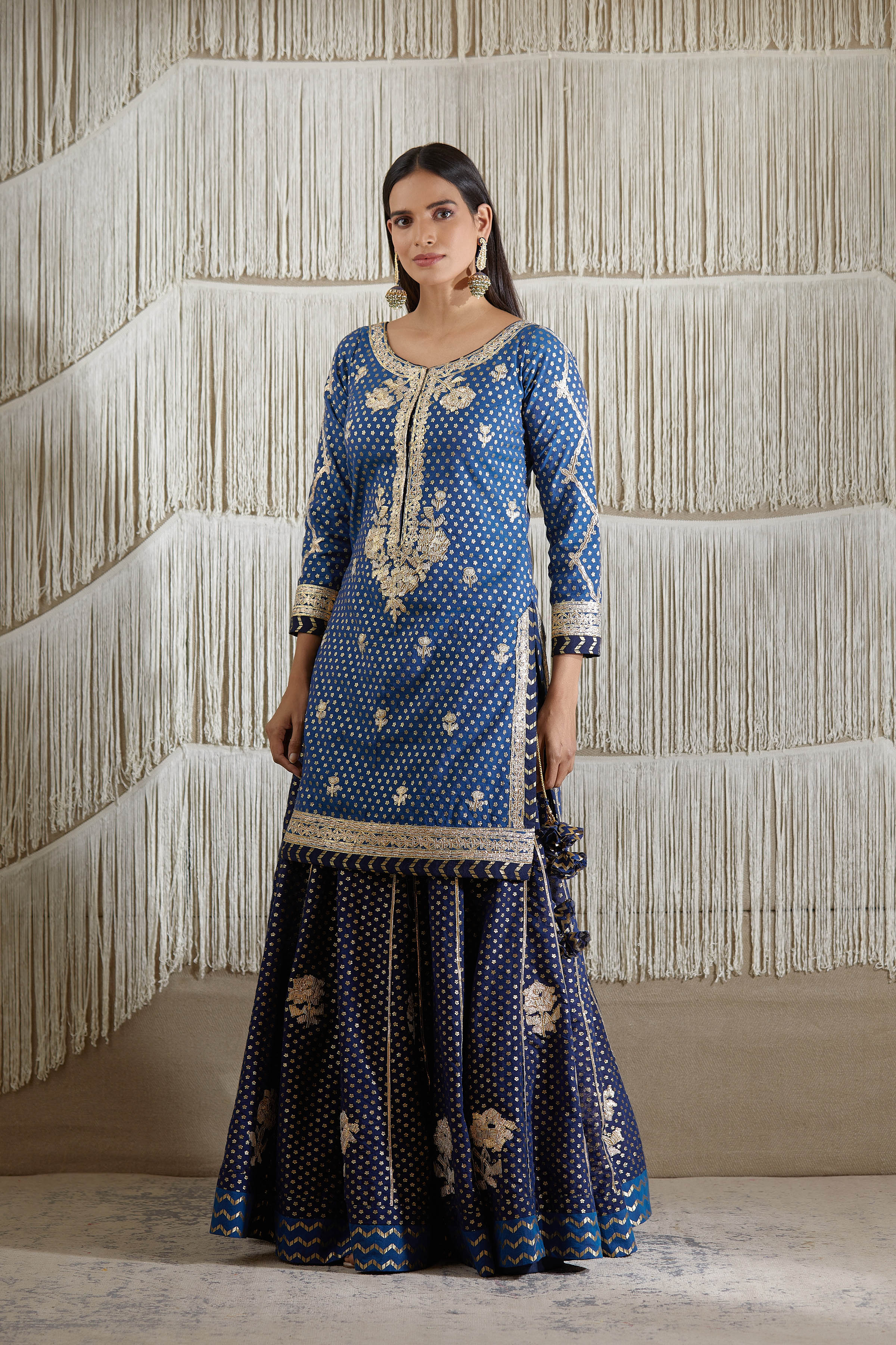 Navy Blue Sharara set
