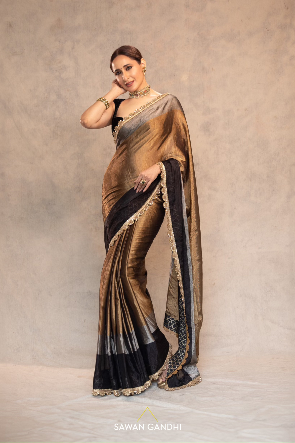 Pragya Jaiswal in TRICOLOUR TISSUE SAREE