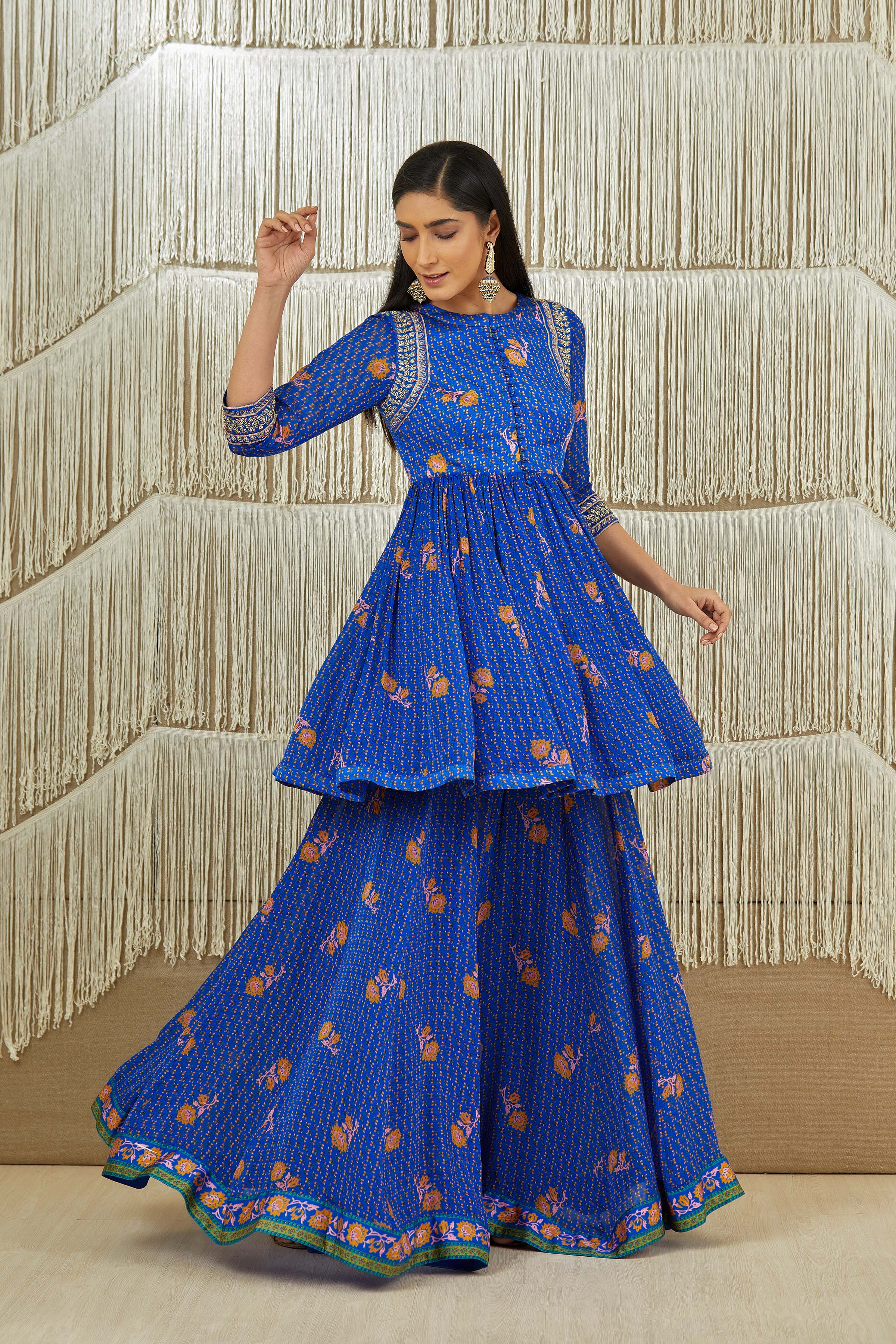 Royal Blue Sharara set