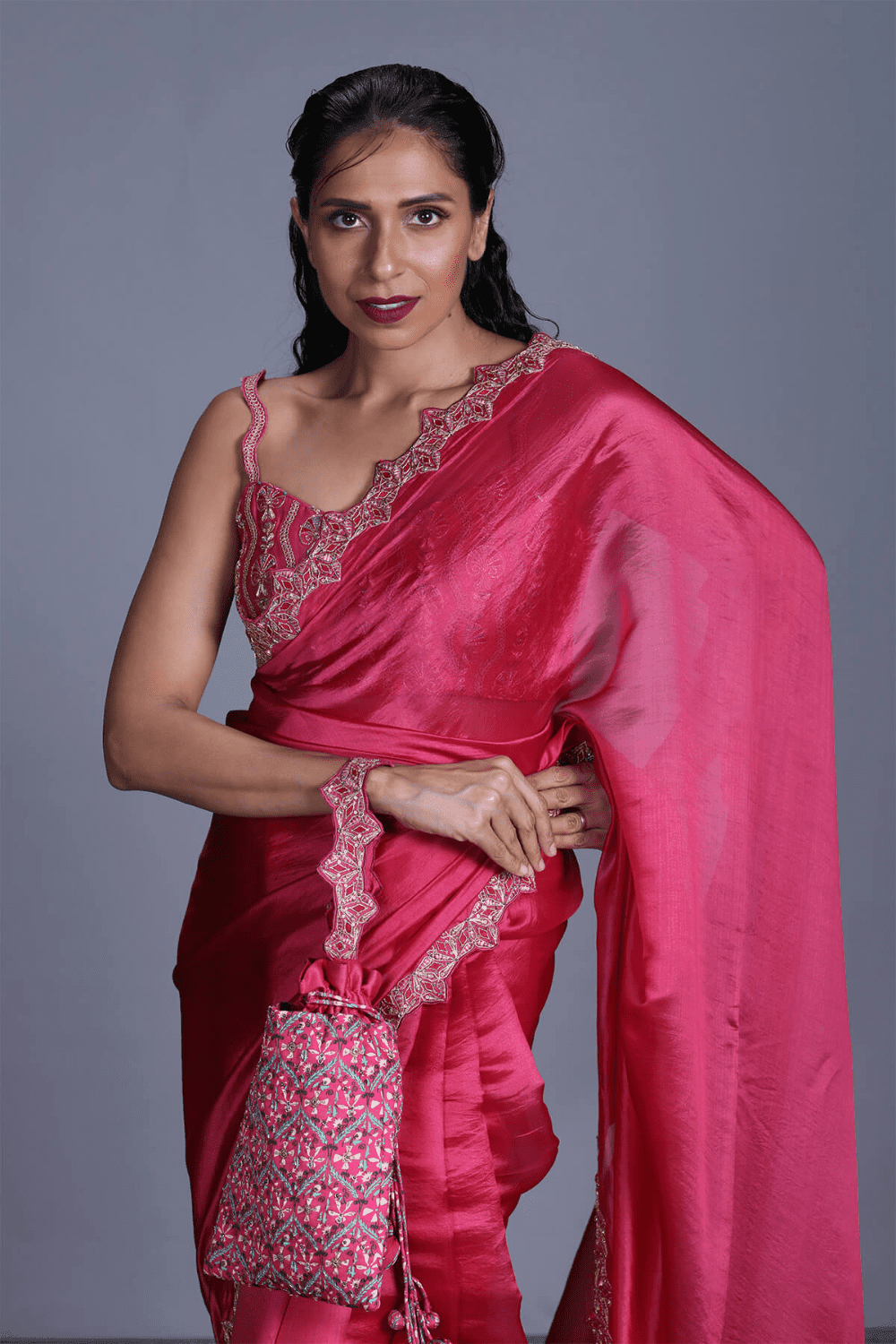 Organza Saree With Strappy Blouse