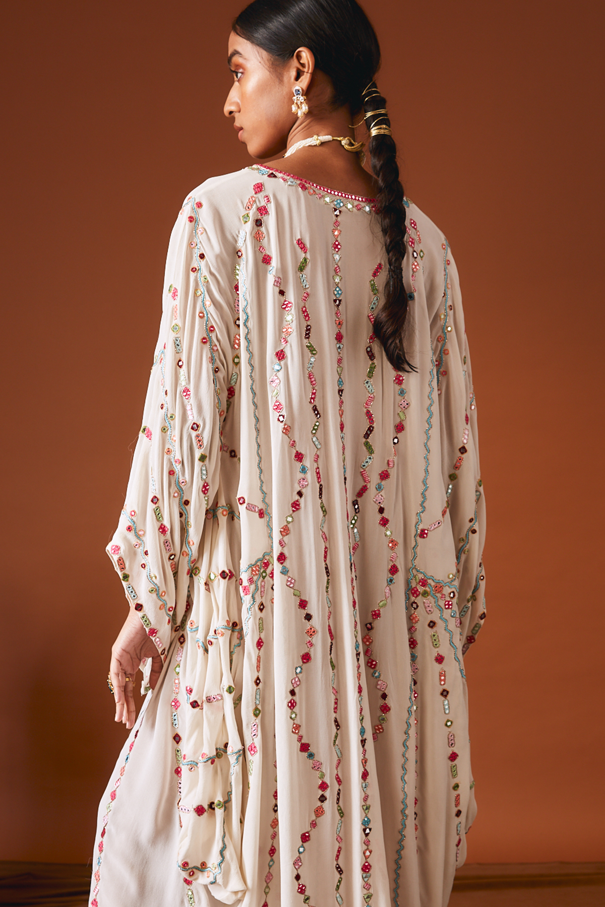 Ivory Georgette Cowl Kaftan