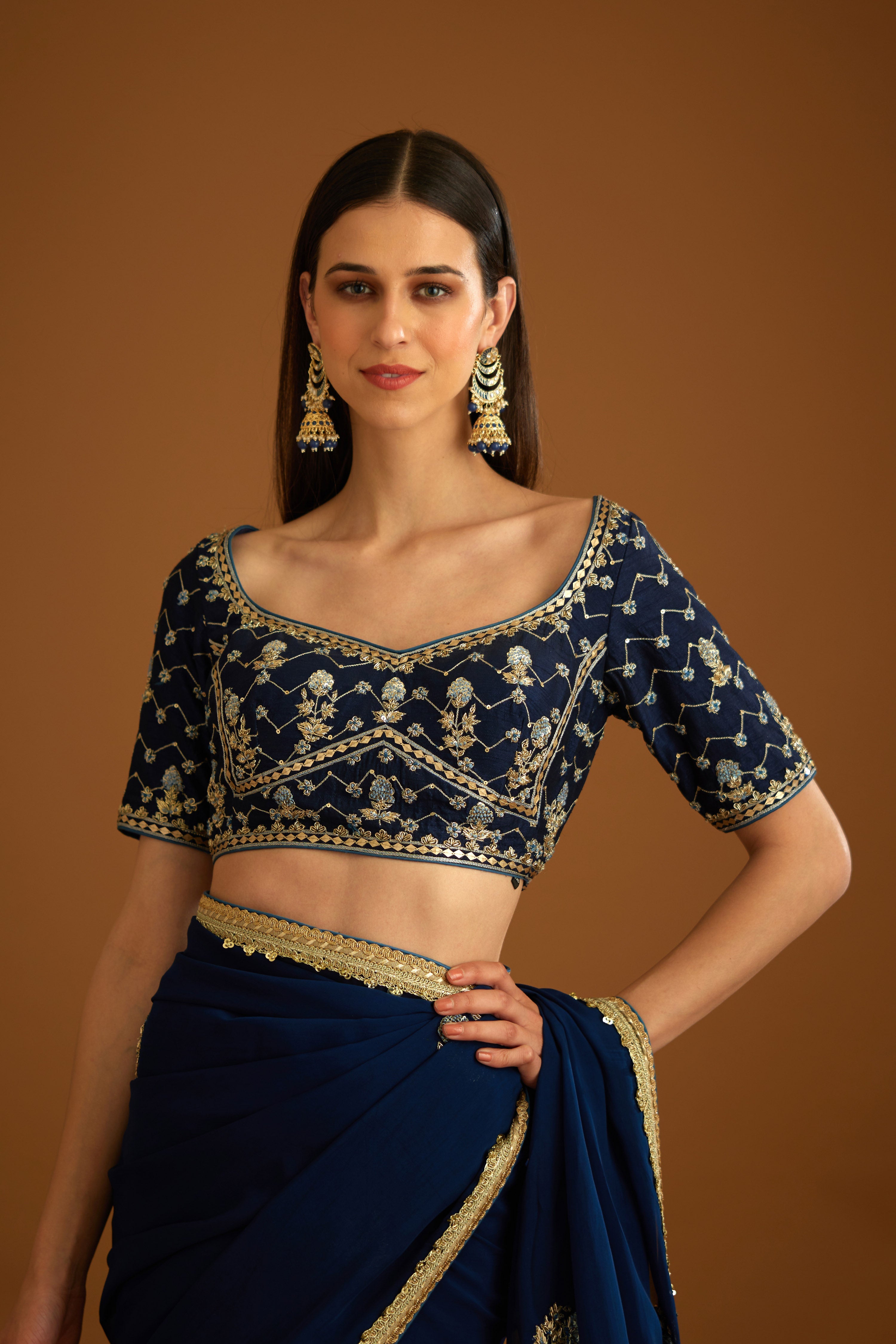 Midnight Blue Saree Set
