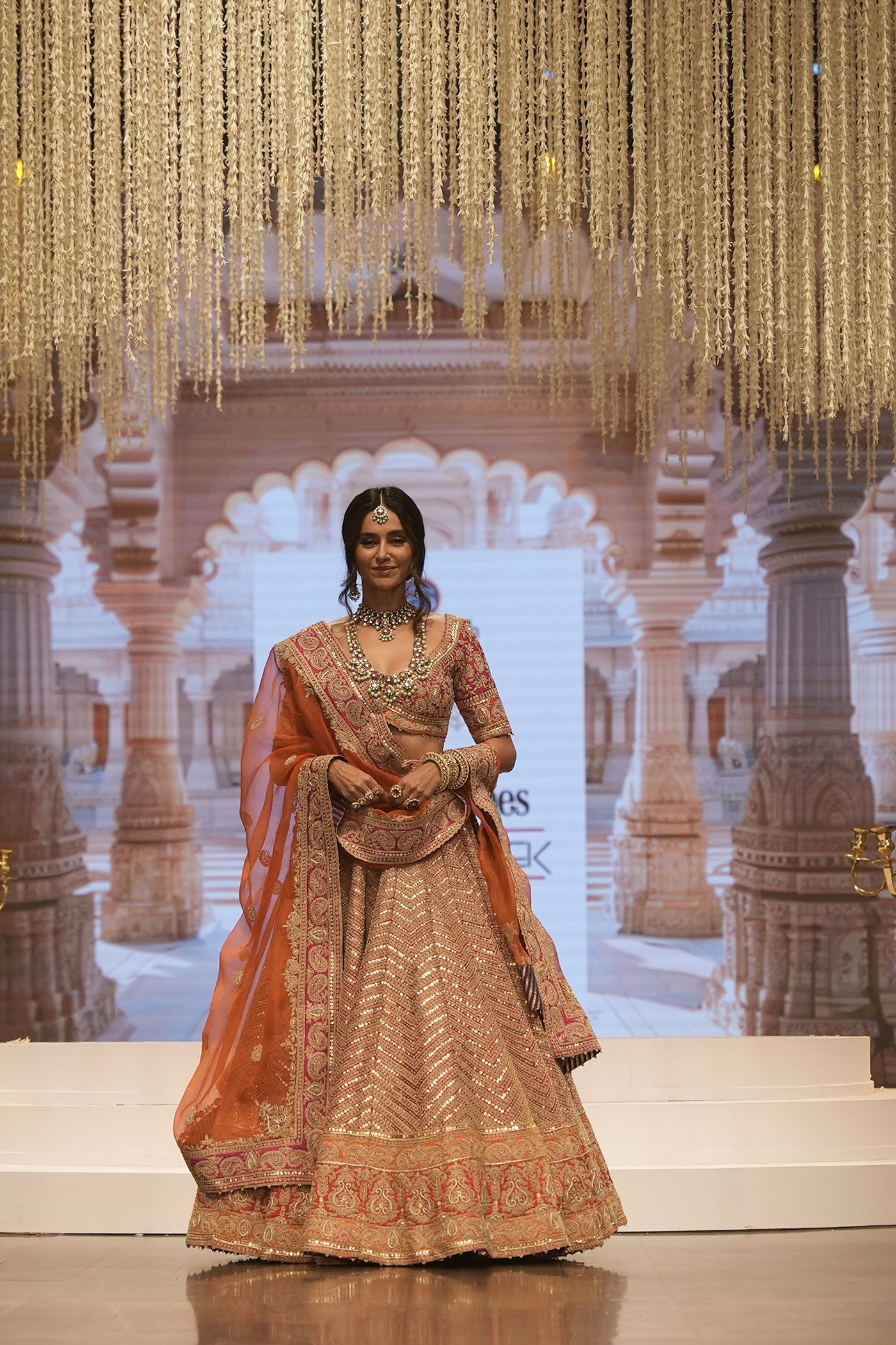 Anahira - Hotpink Blouse with Lehenga and Dupatta