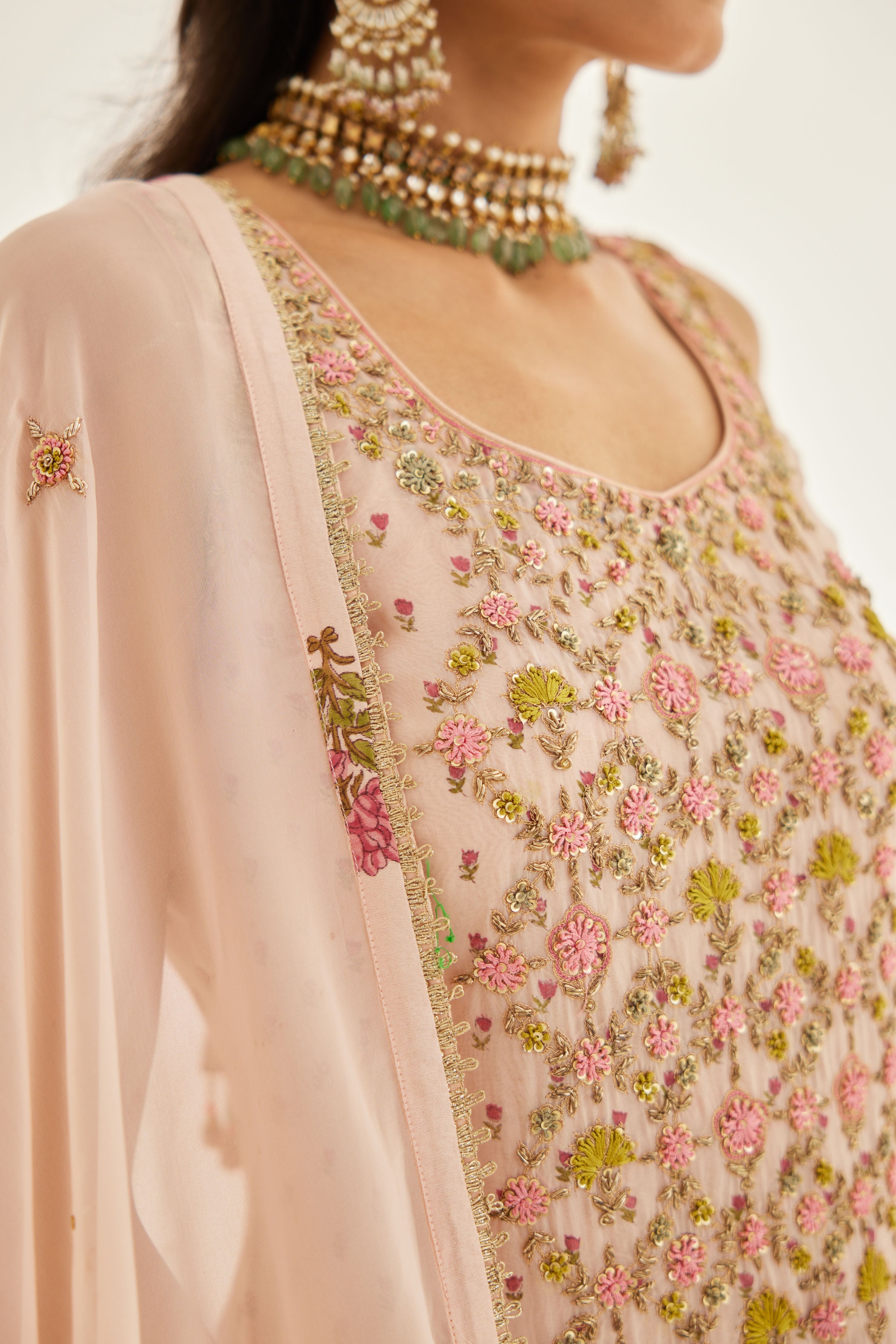 Shell Pink Sharara Set