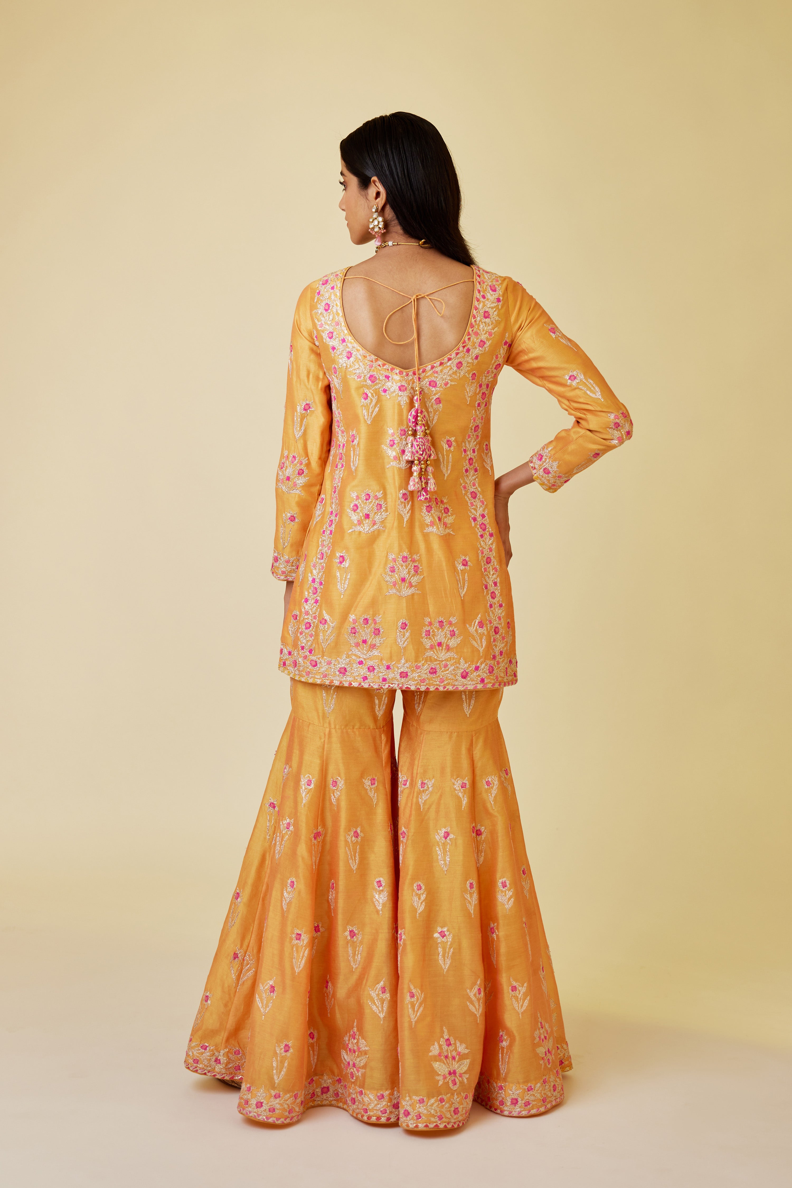Saffron Orange Sharara Set