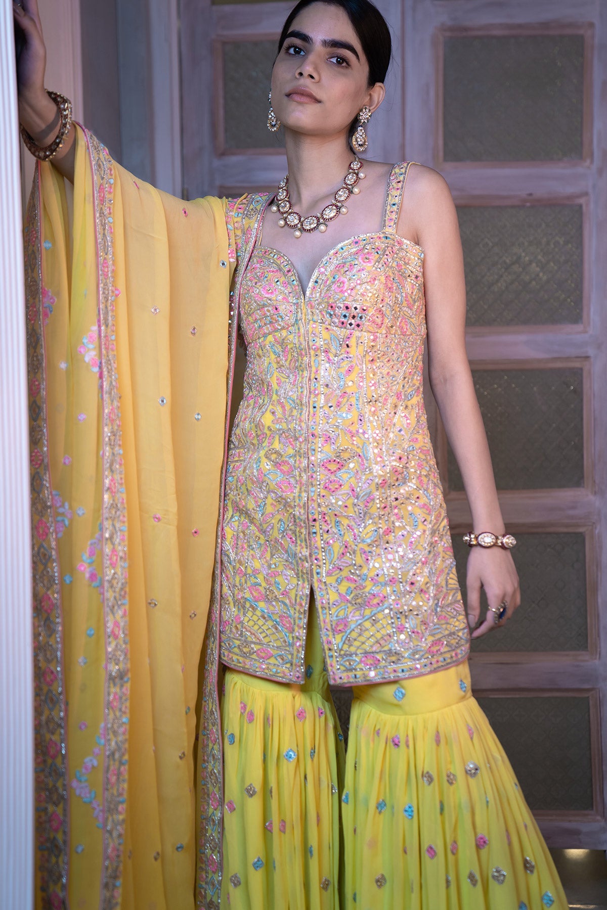 Bright Yellow Gharara Set