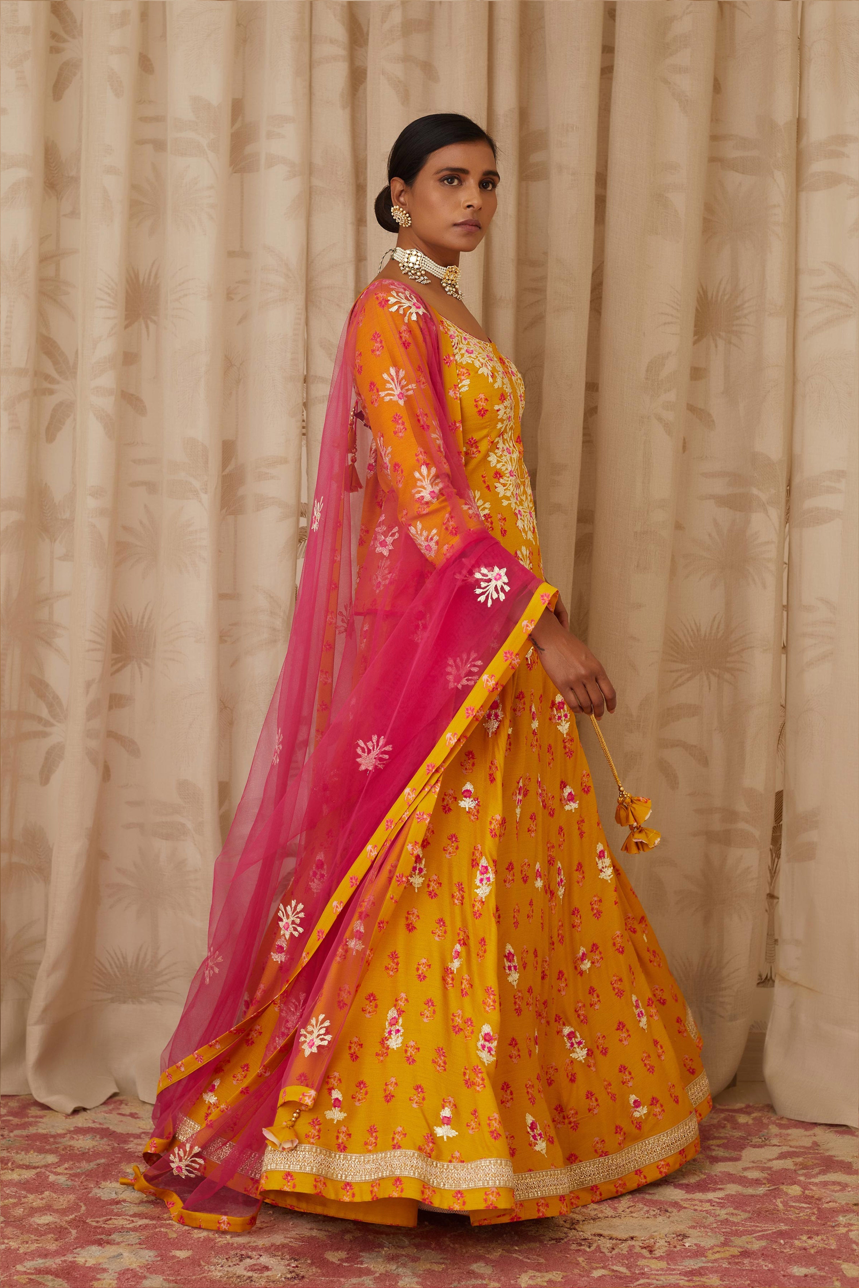 Mustard Pink Short Kurta Set