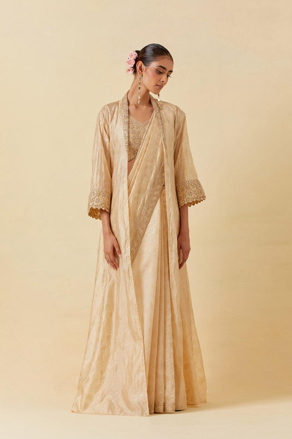 Buttercup Saree Paired With Blouse & Cape