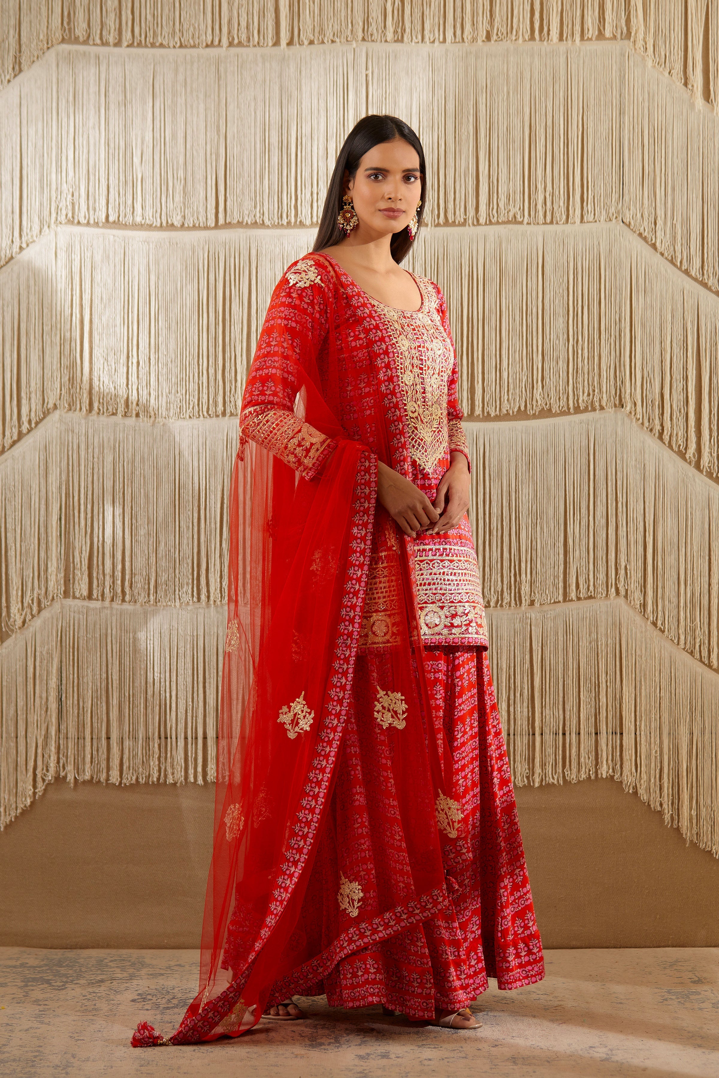 Red Sharara set