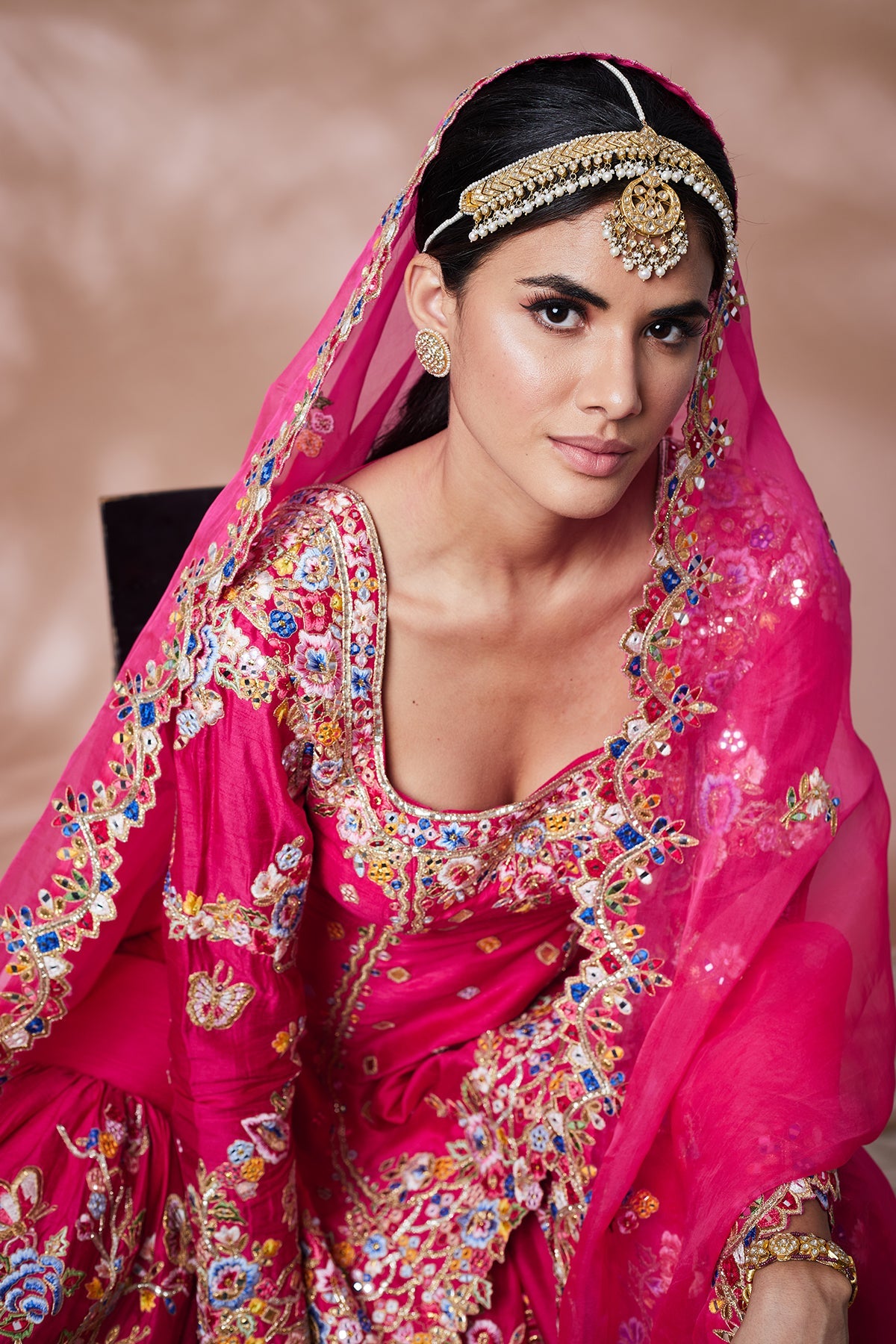 RANI PINK SILK BUTTERFLY GHARARA