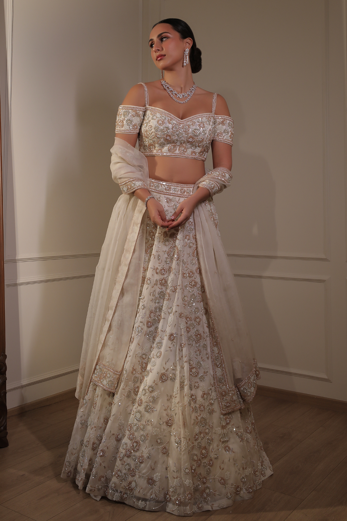 Ivory And Rosegold Lehenga