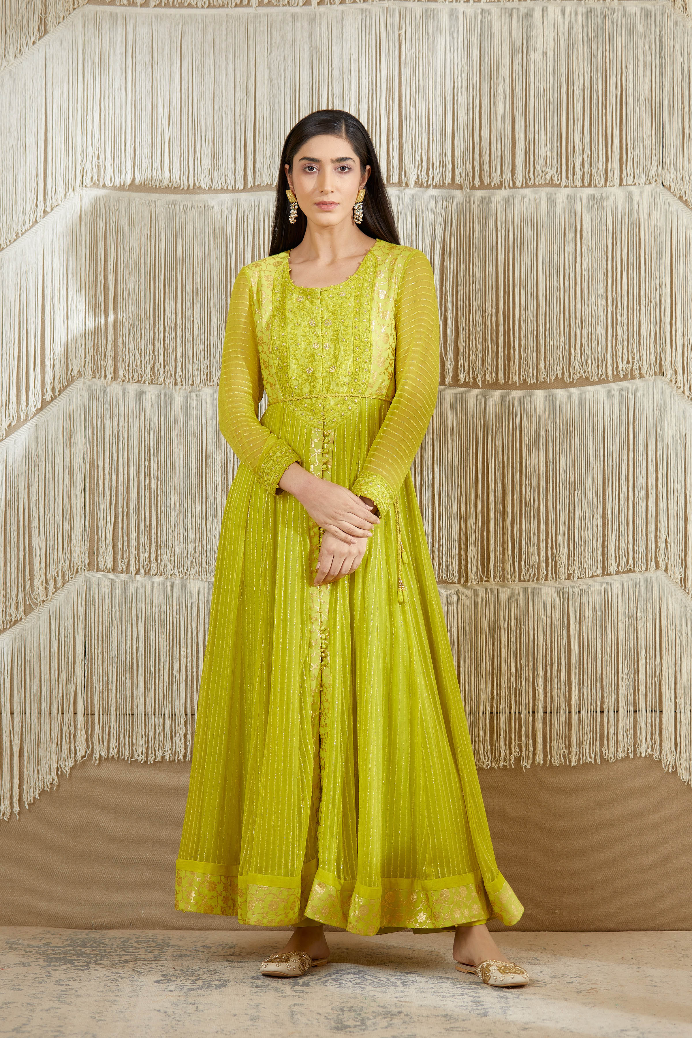 Bright Green Anarkali set