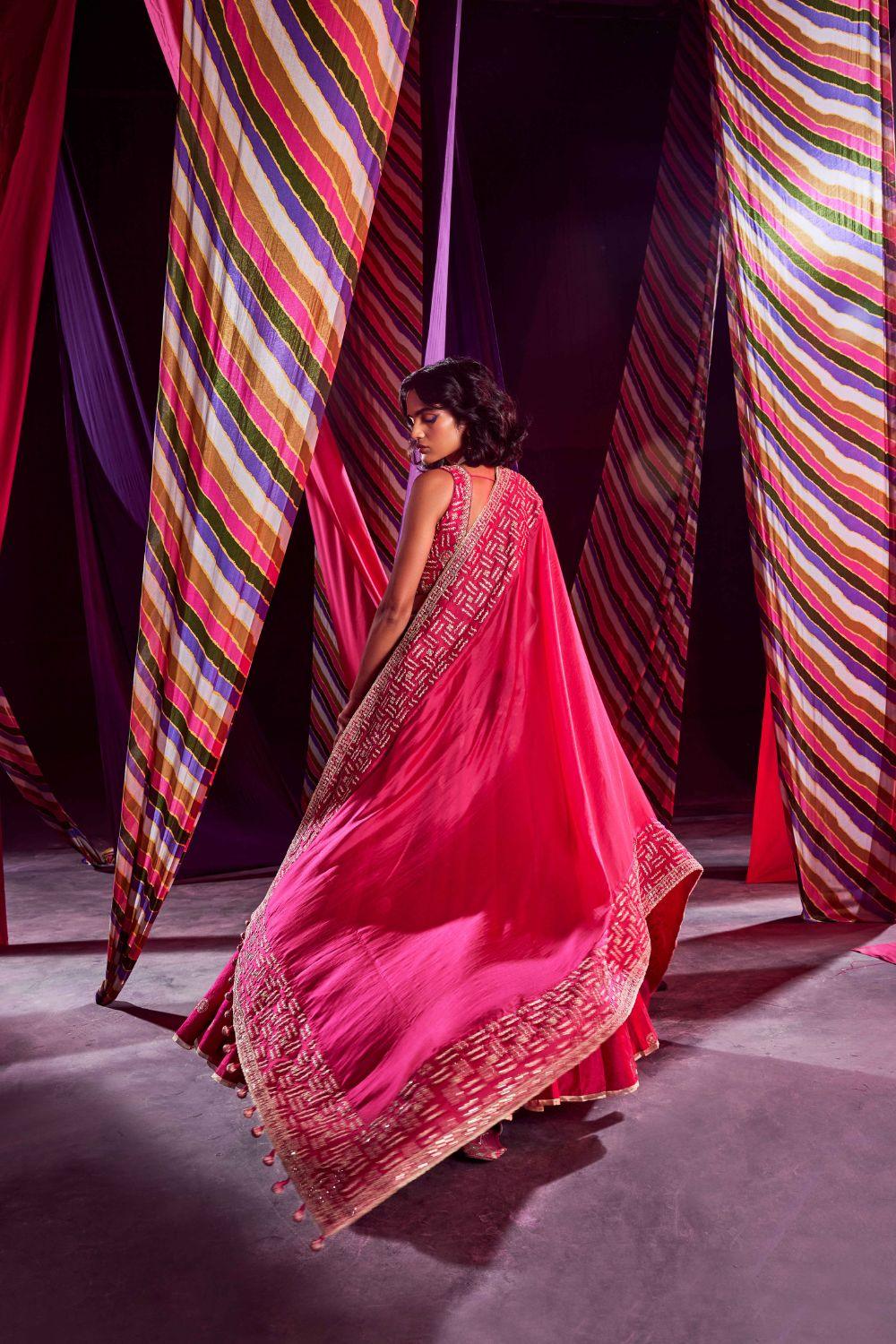 Rani Pink Heavy Lehenga Paired With Blouse & Dupatta