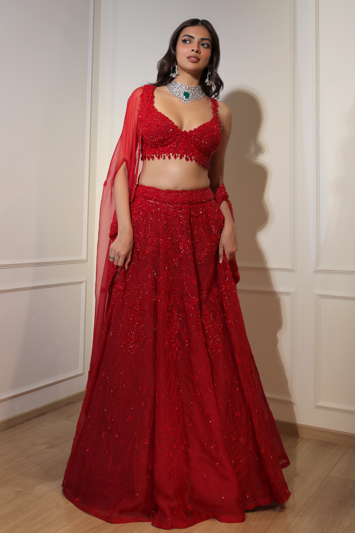 Red Crystal Lehenga