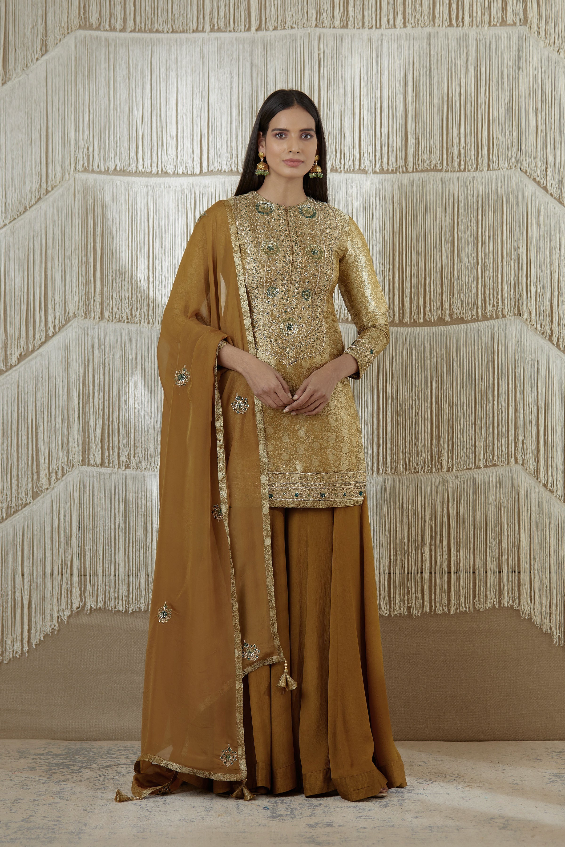 Dark Olive Sharara set