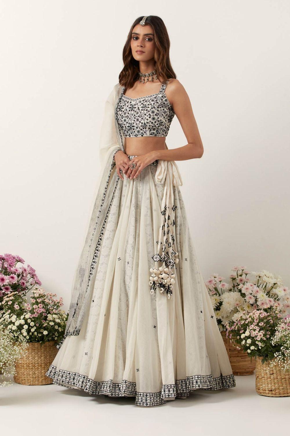 Ivory Mirror & Resham Lehenga Set