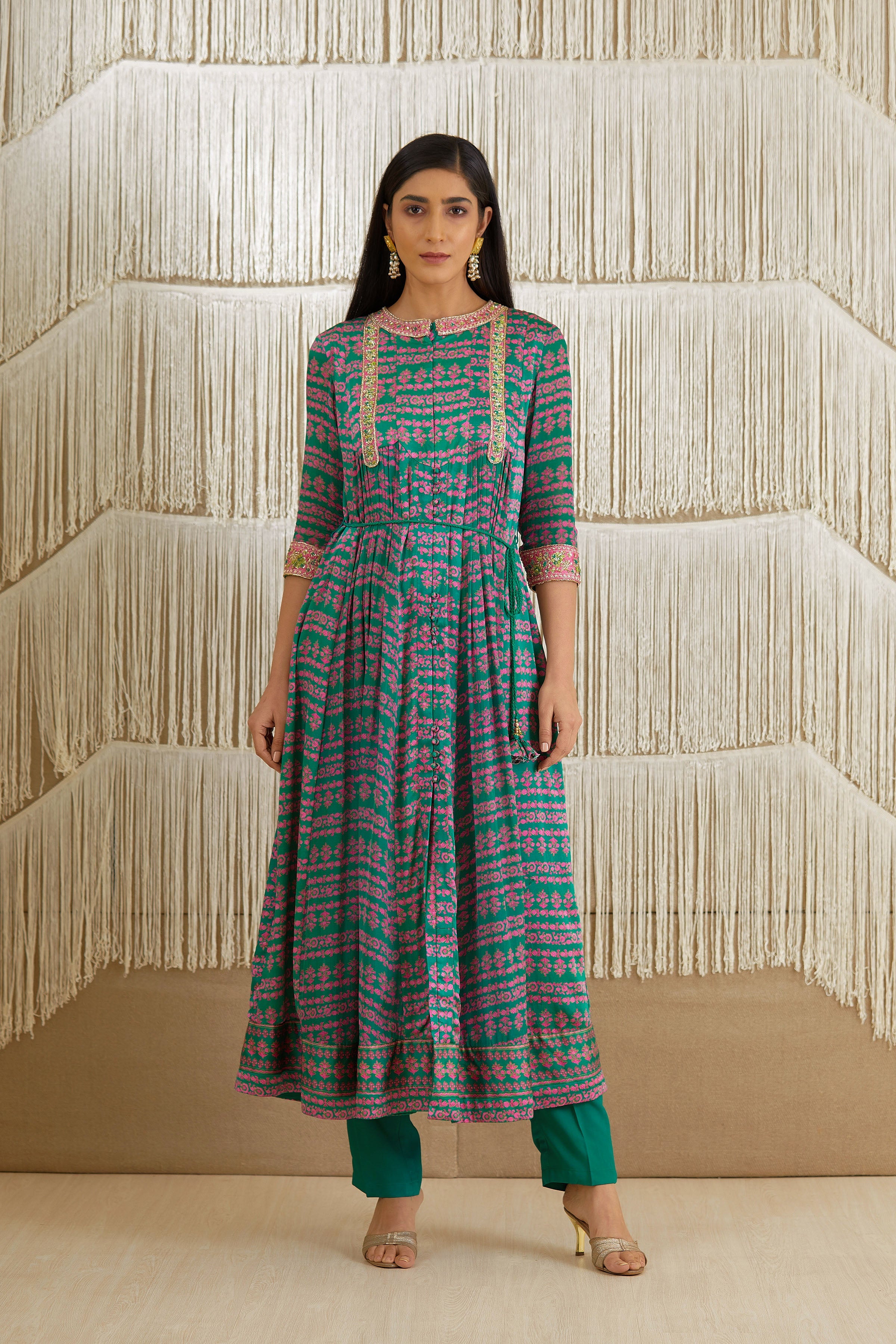 Teal Anarkali set