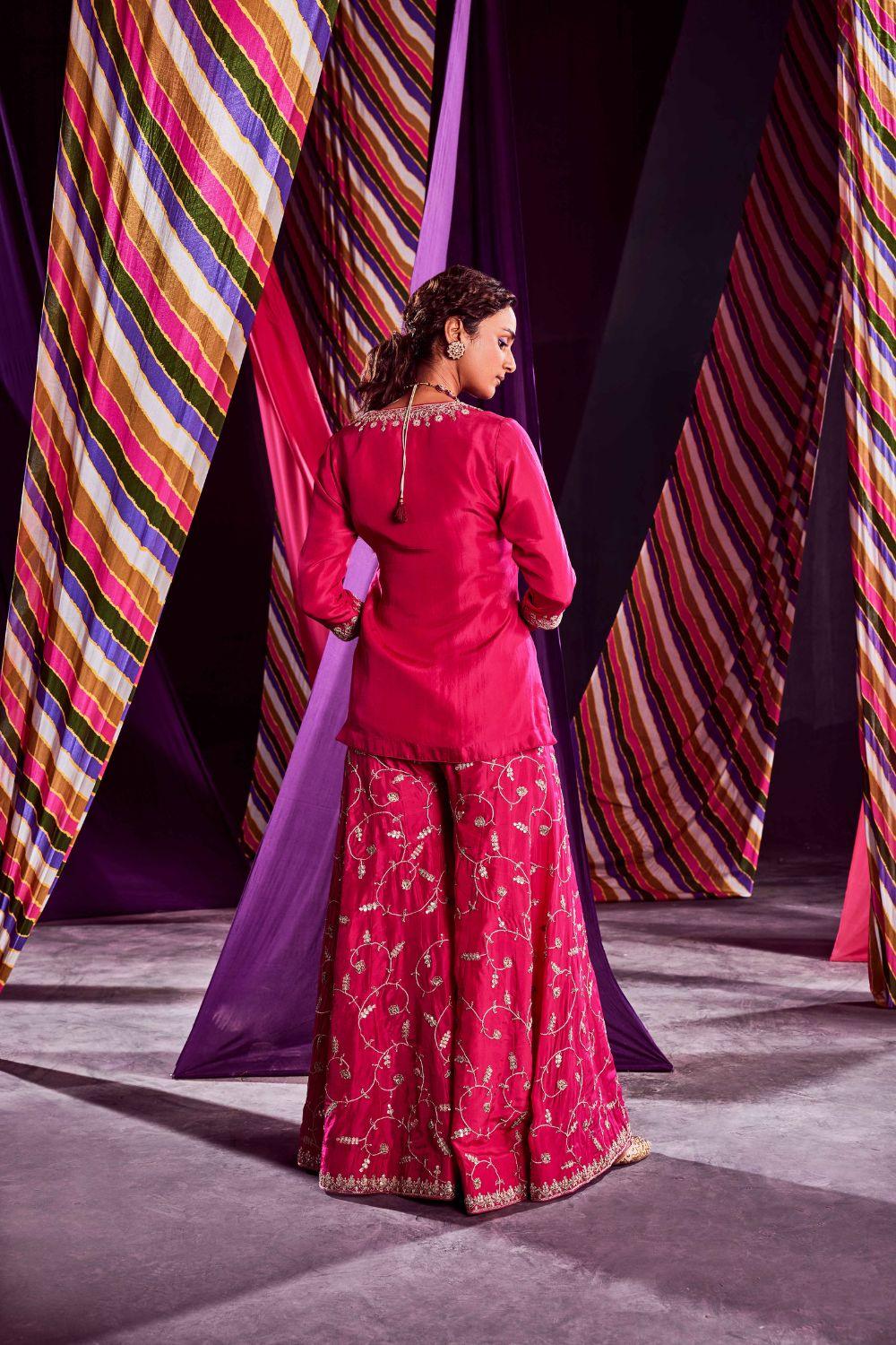 Rani pink Short Kurti Set