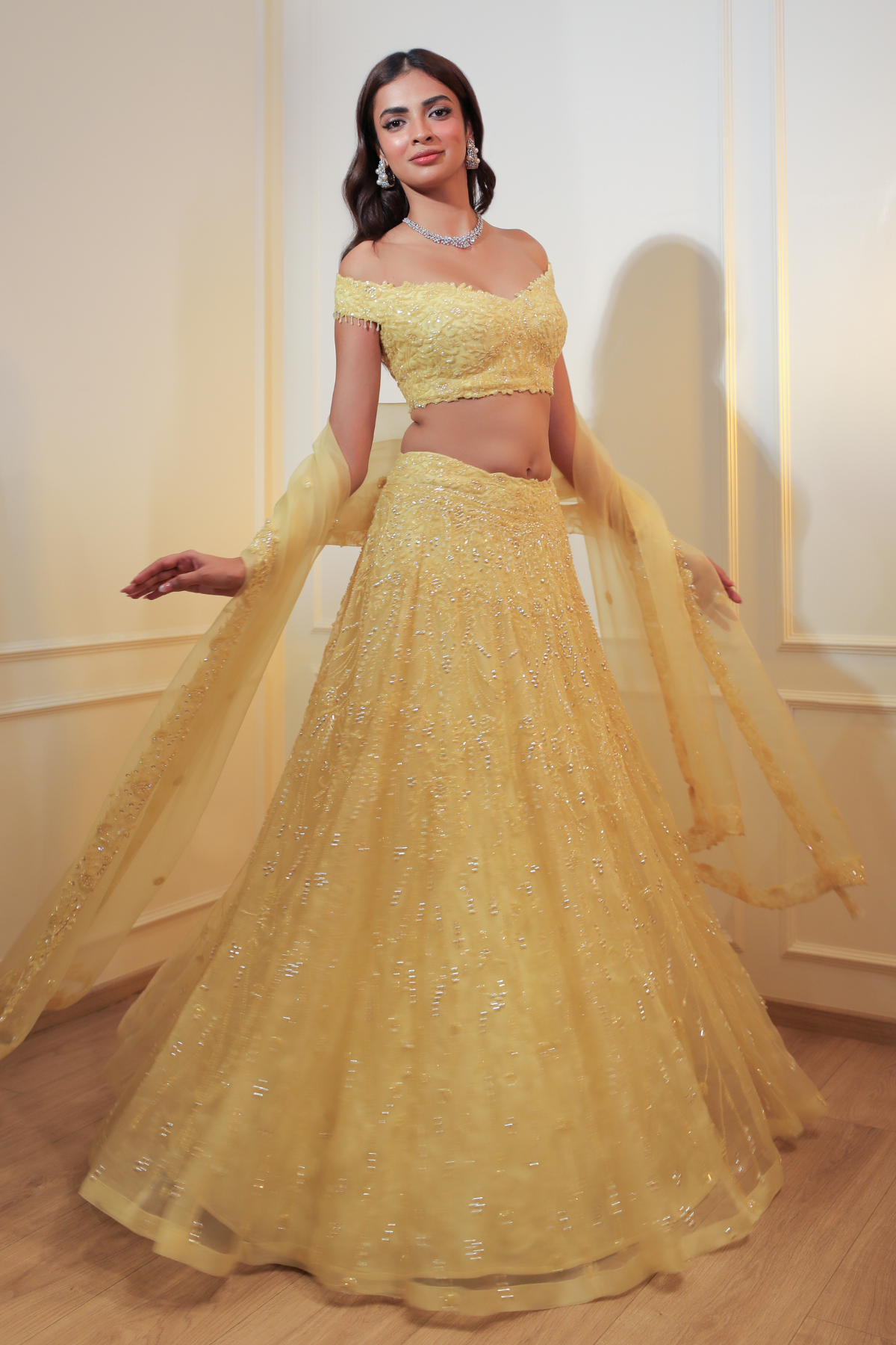 Yellow Crystal Lehenga