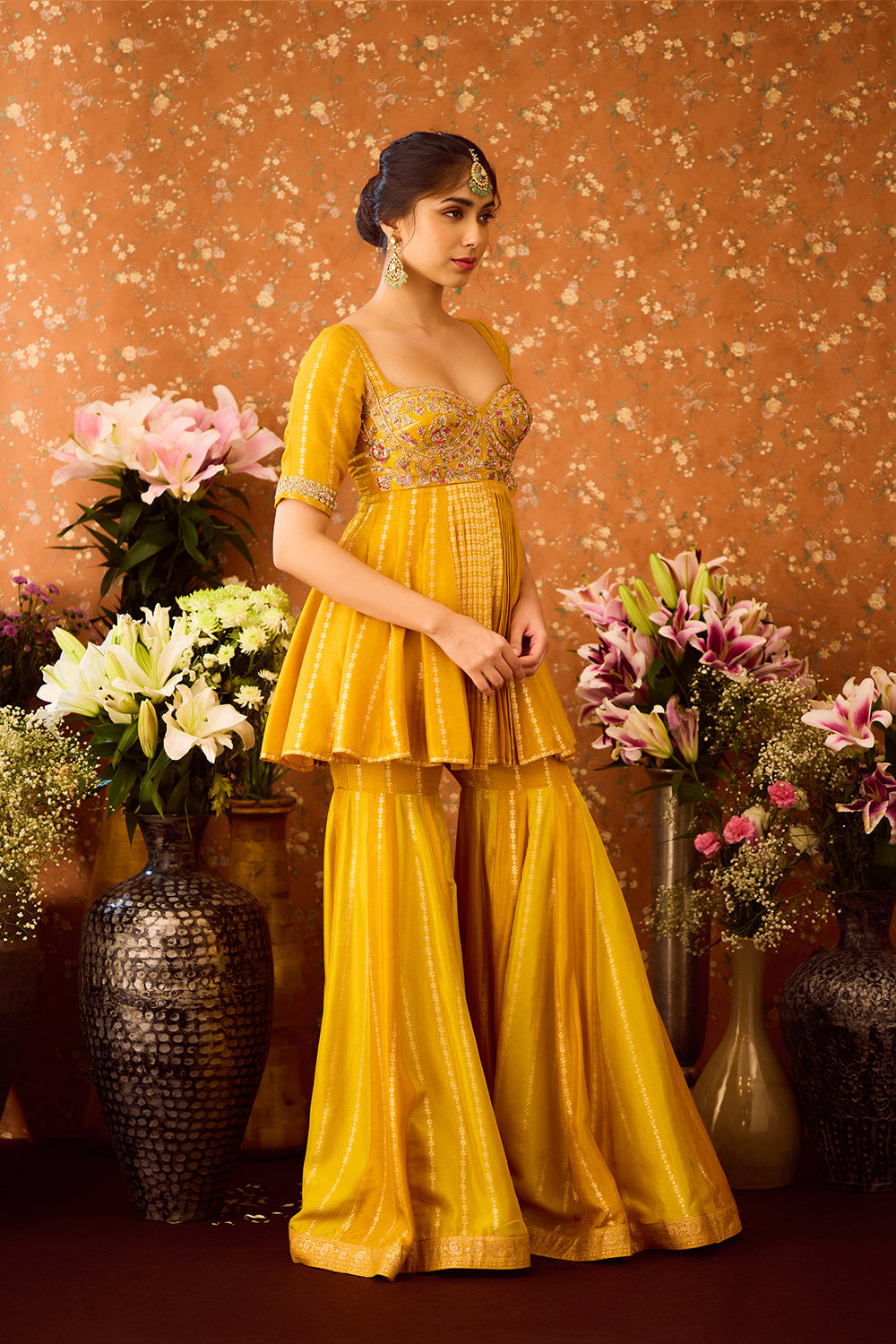 Golden Yellow Sharara Set