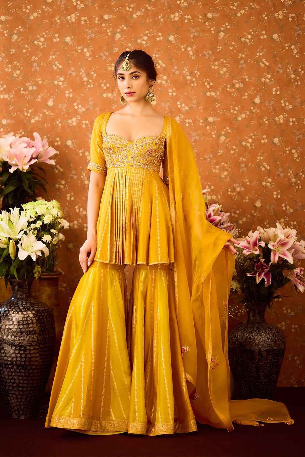 Golden Yellow Sharara Set