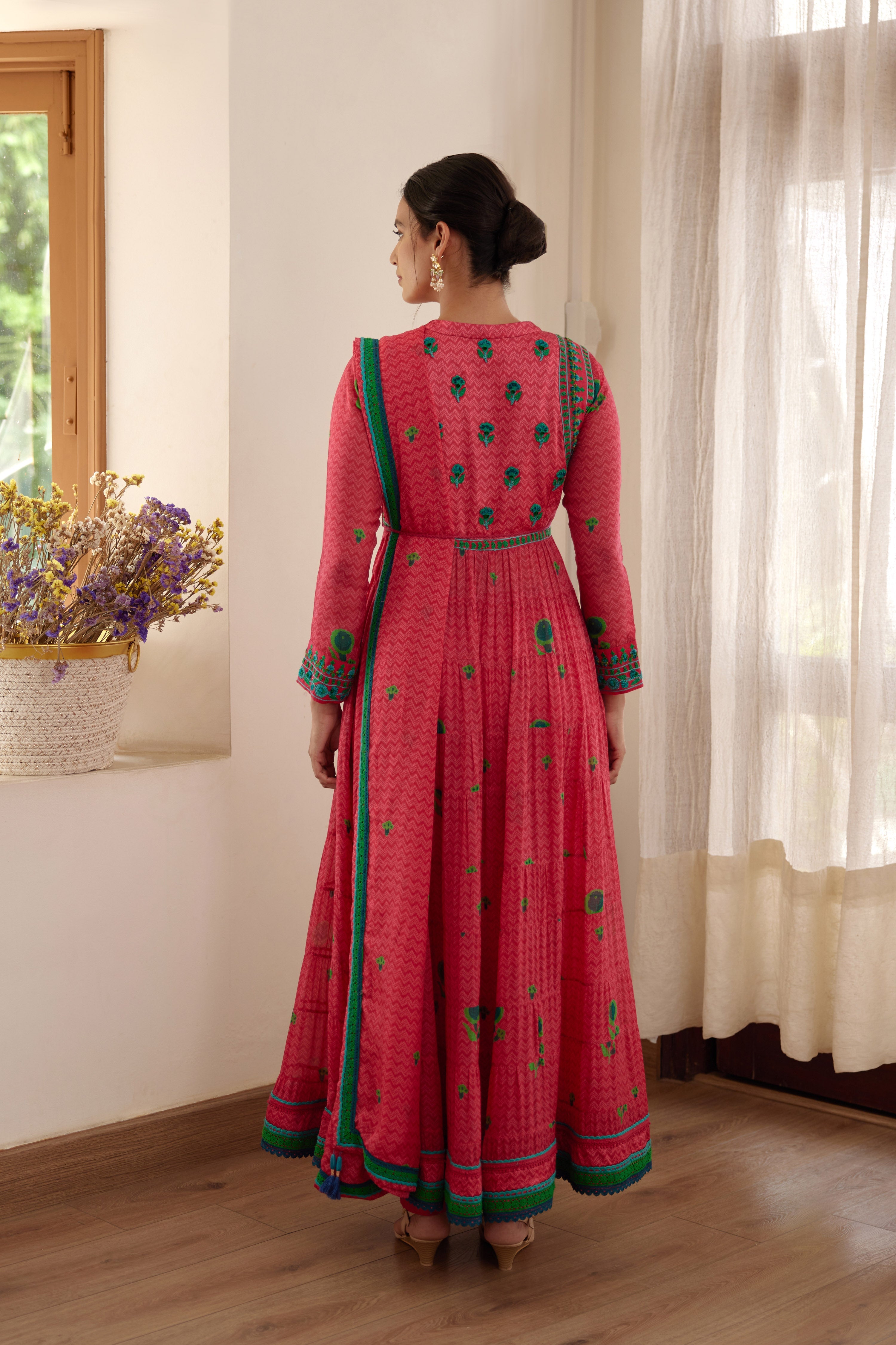 Red Anarkali Set