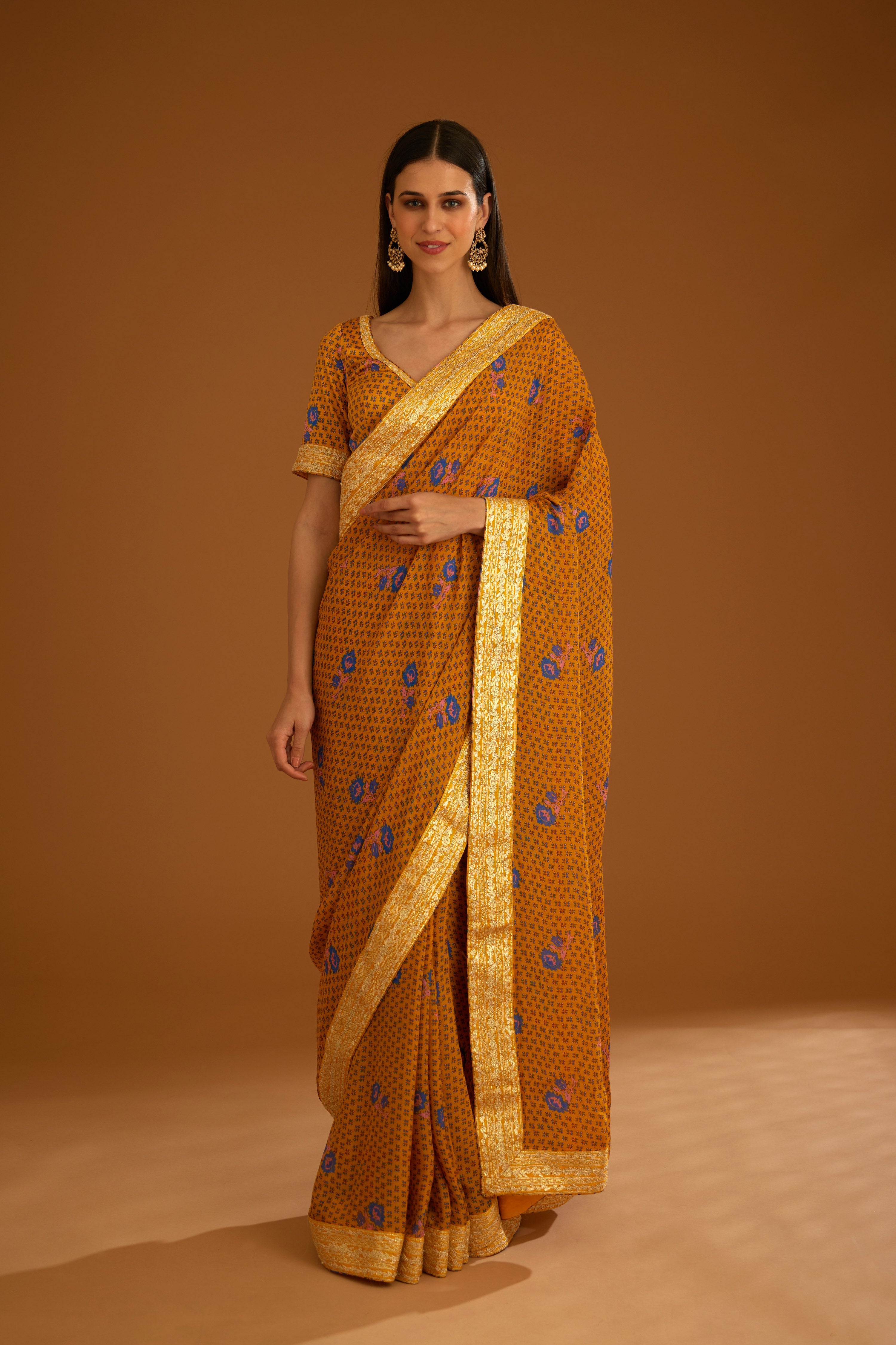 Mustard Yellow Saree Set