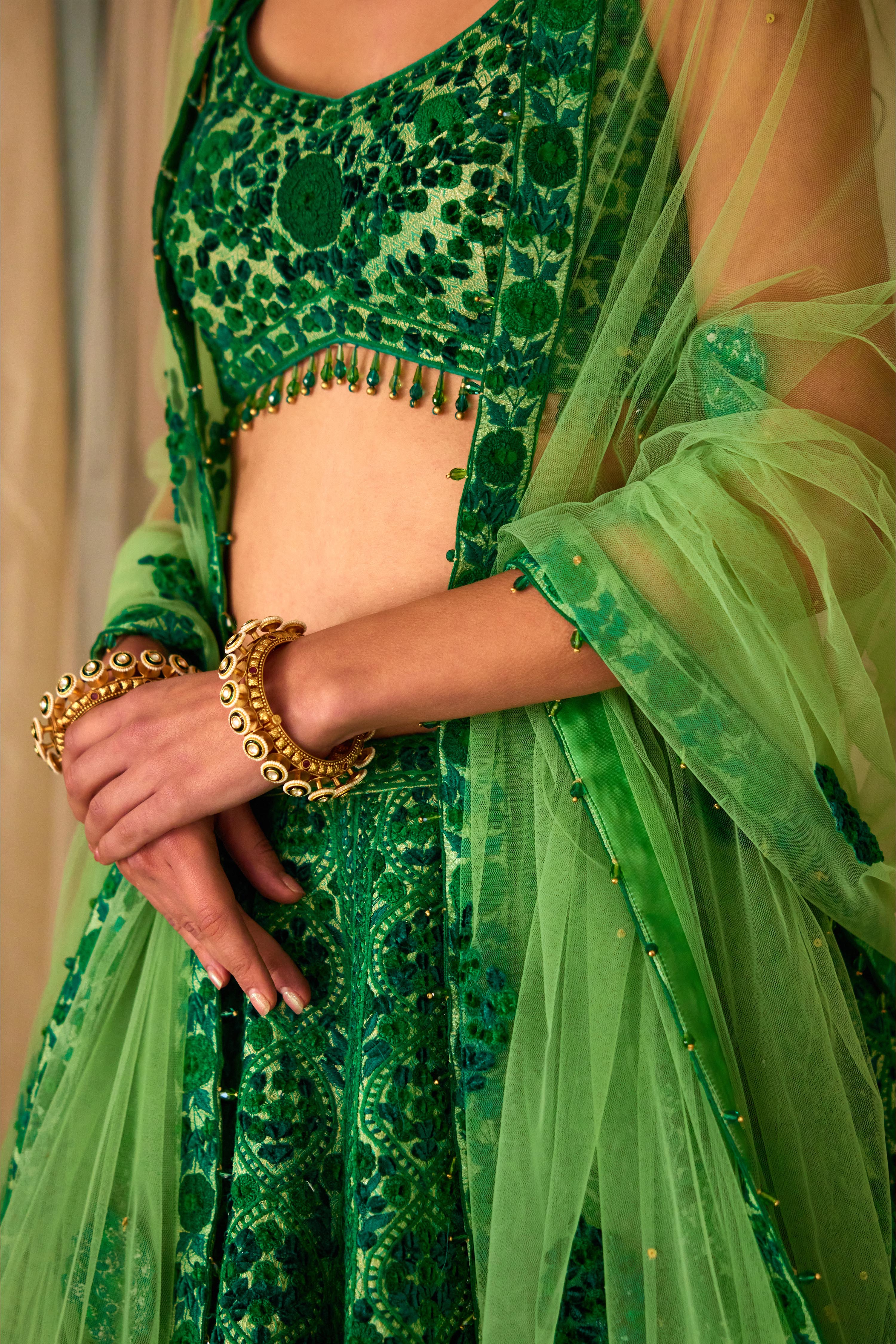 Bottle Green Lehenga Set