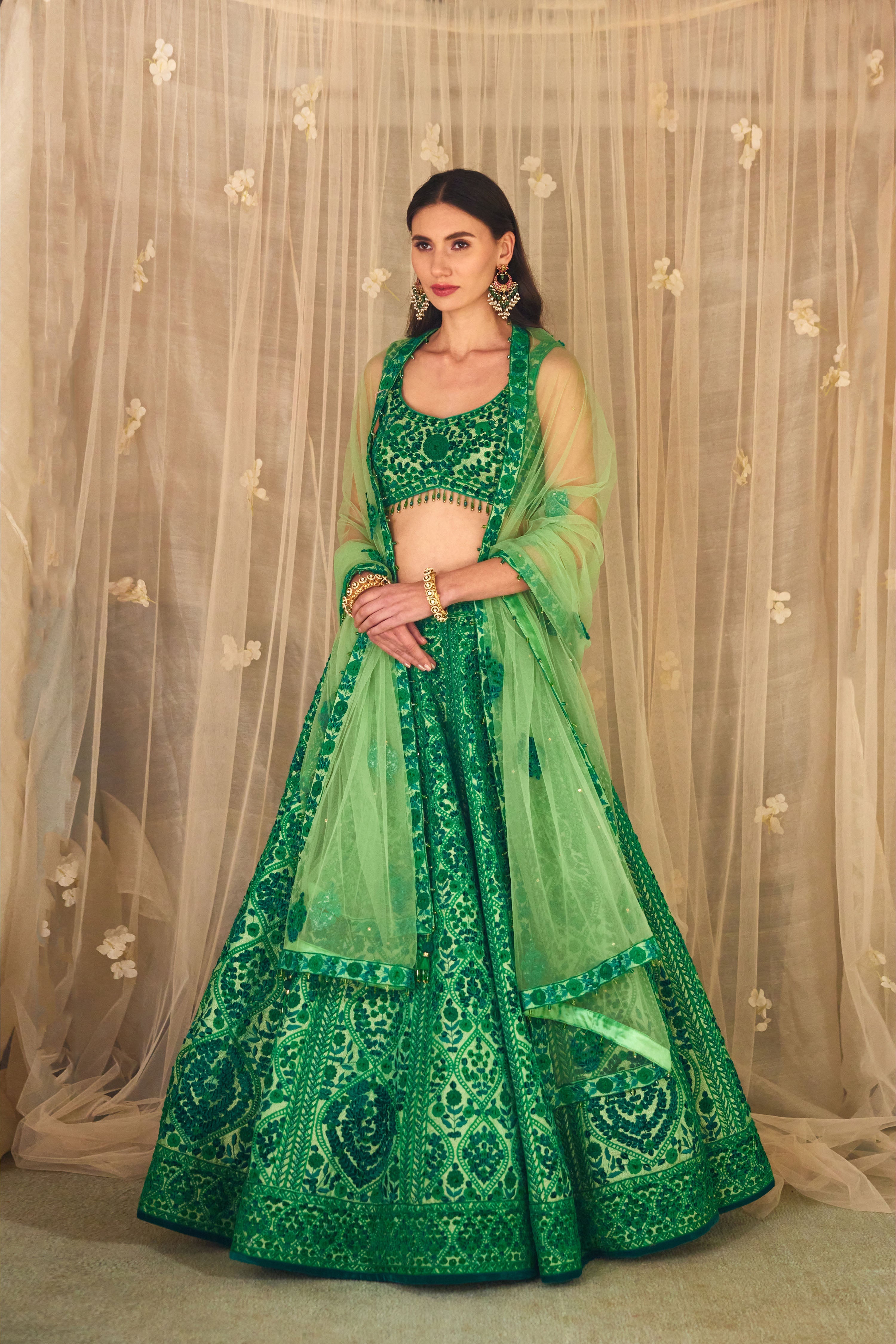 Bottle Green Lehenga Set