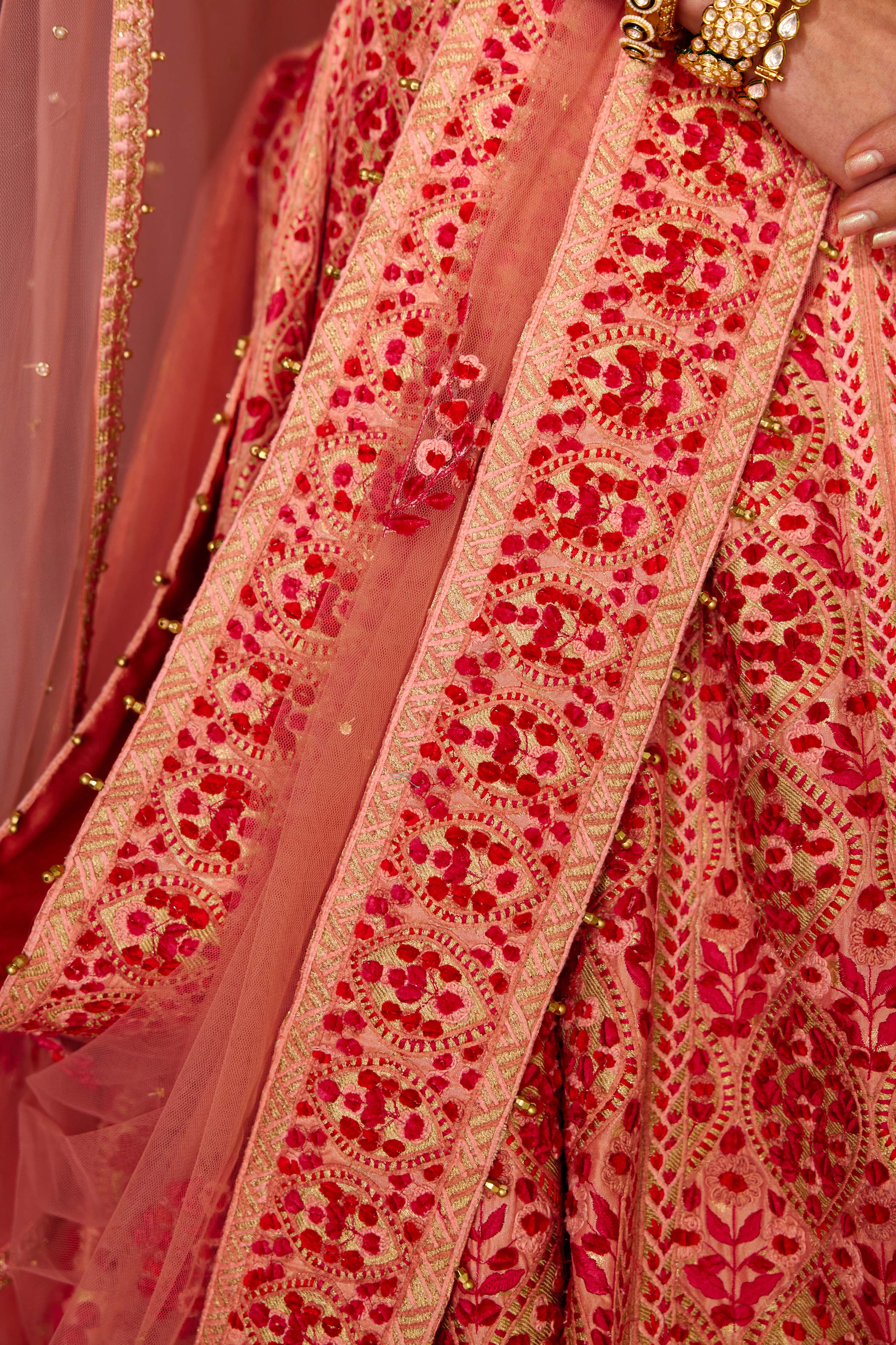 Multicoloured Pink Lehenga Set