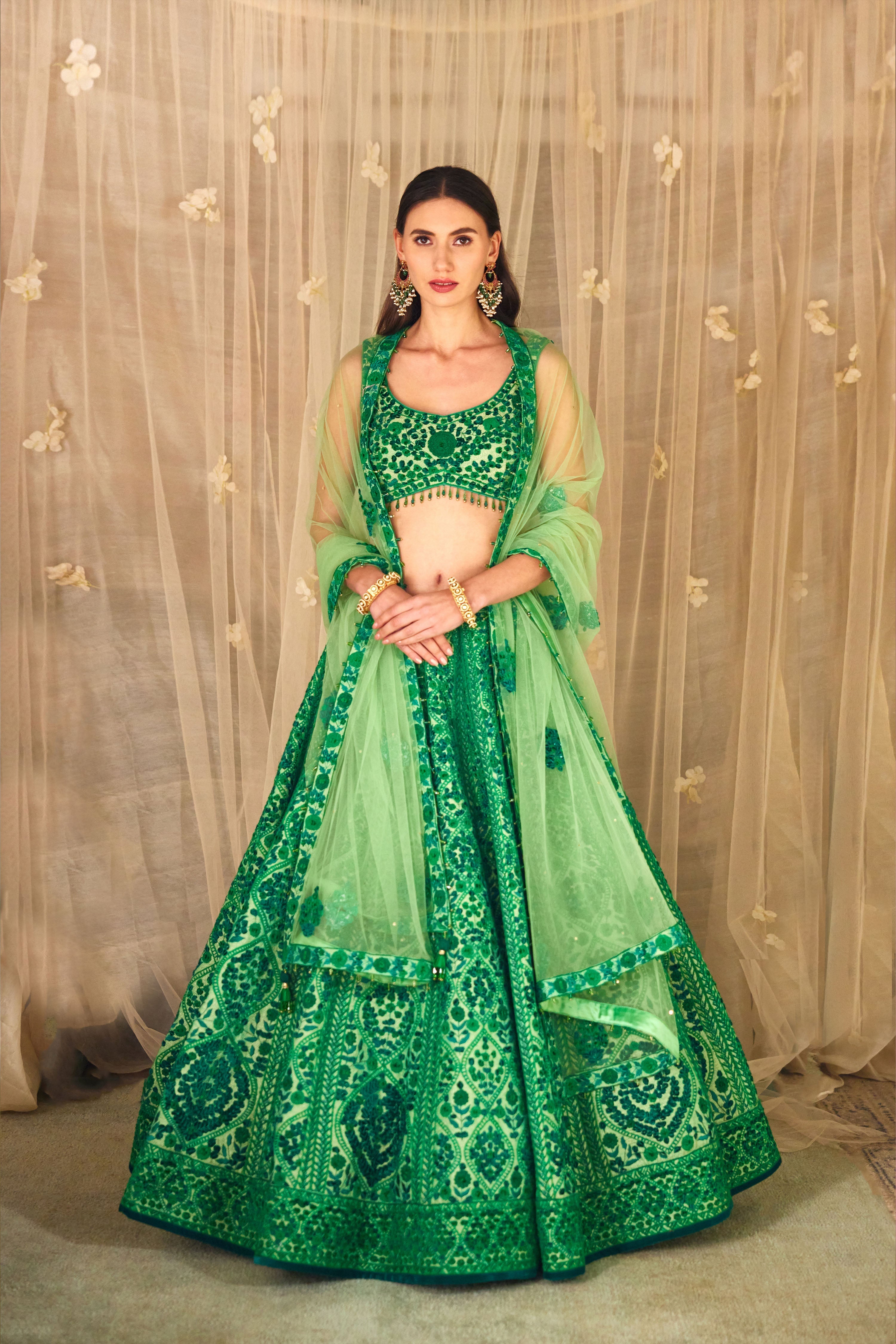 Bottle Green Lehenga Set