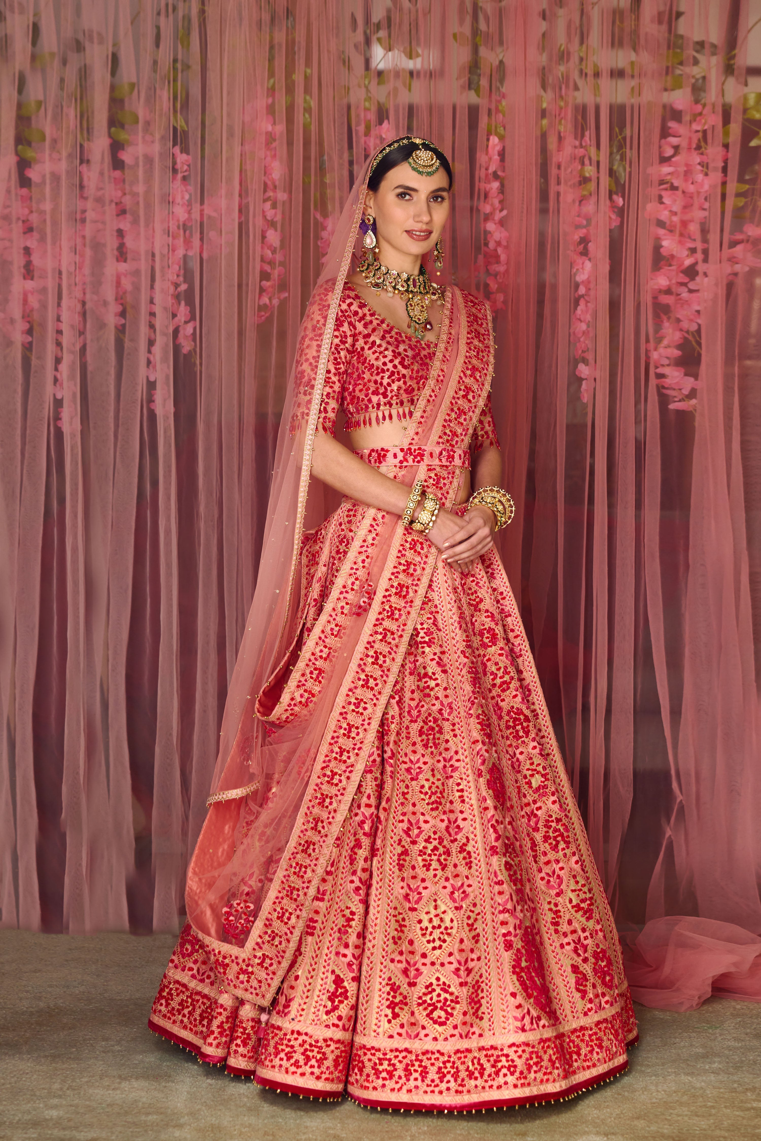 Multicoloured Pink Lehenga Set