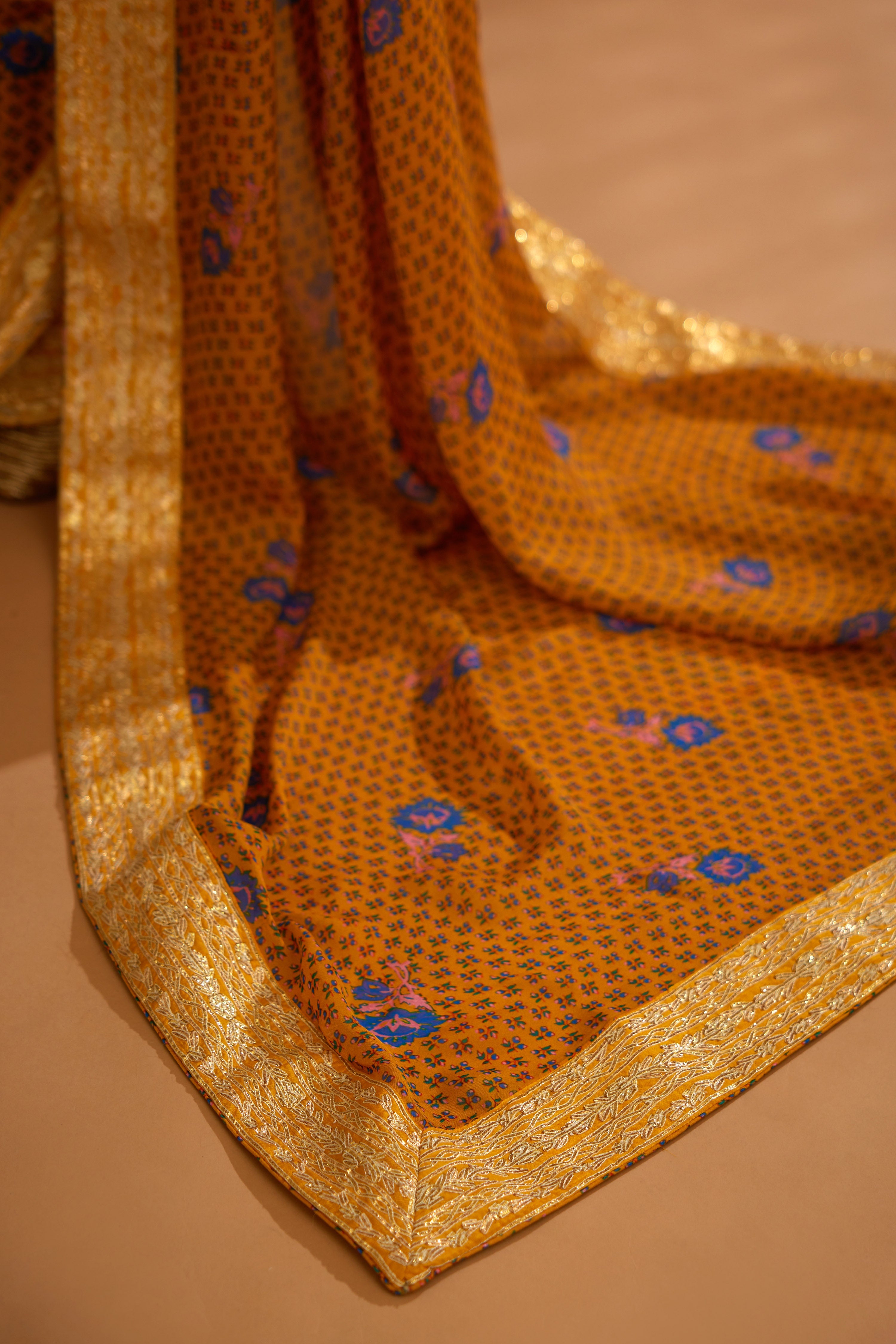 Mustard Yellow Saree Set