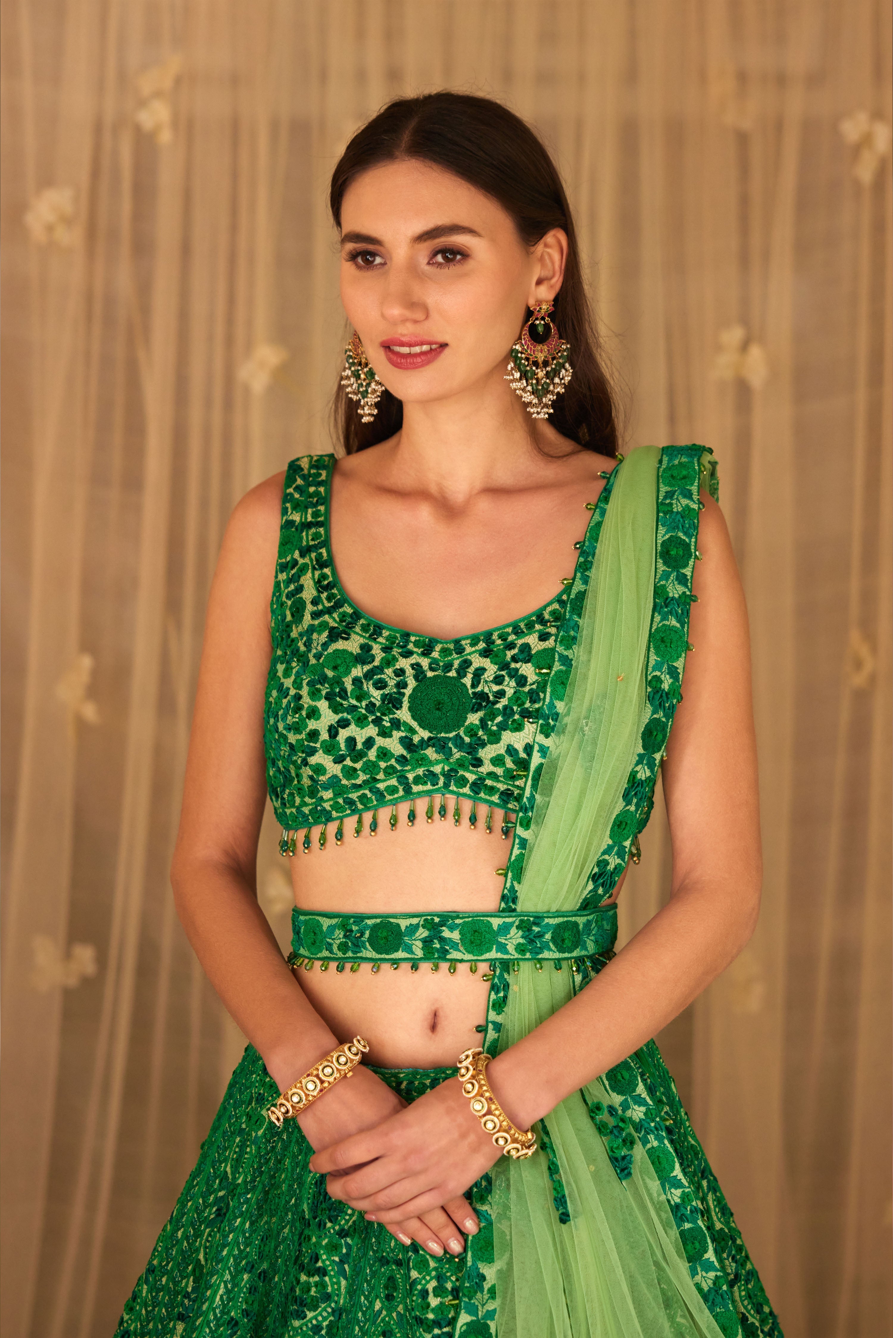 Bottle Green Lehenga Set