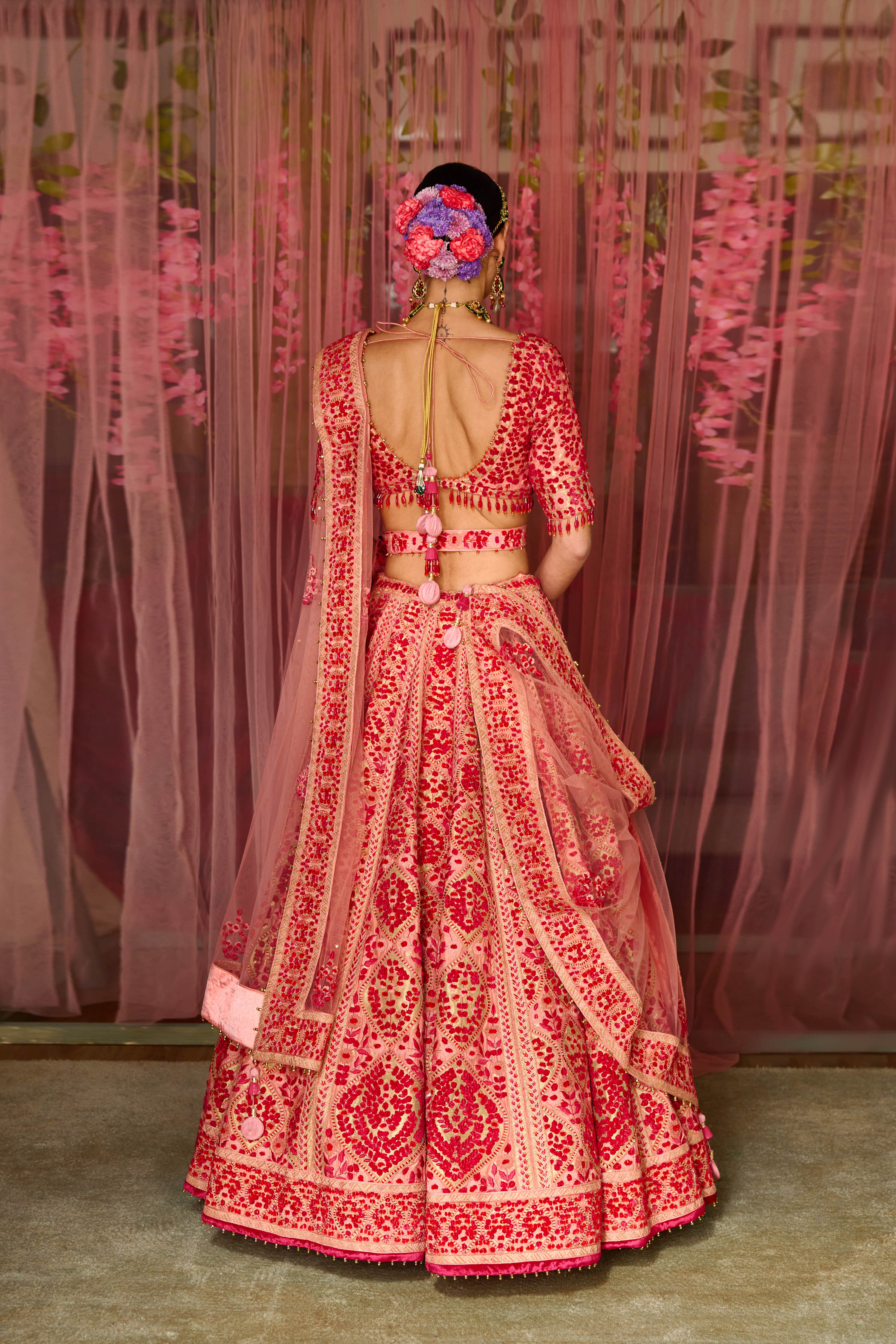 Multicoloured Pink Lehenga Set