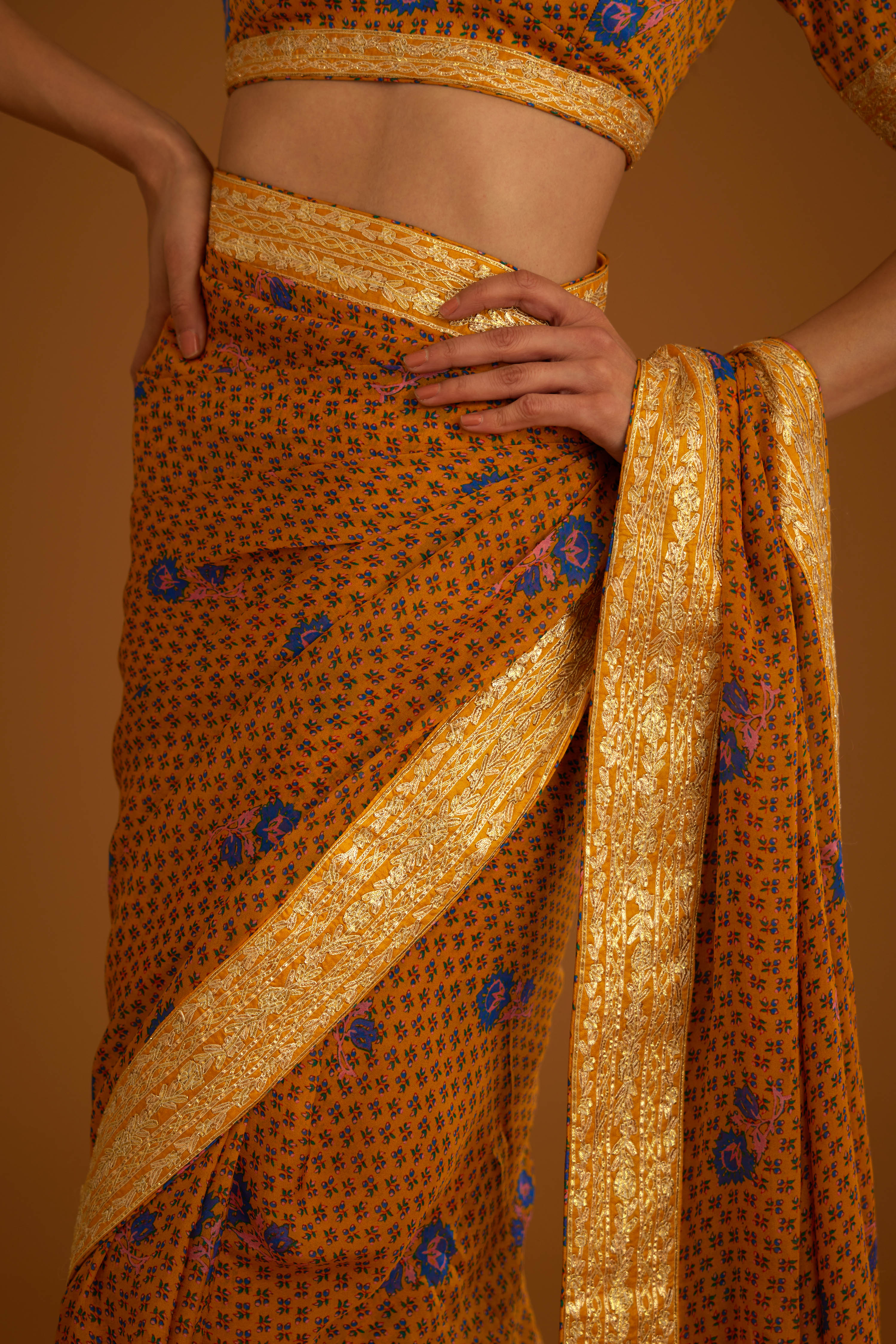 Mustard Yellow Saree Set